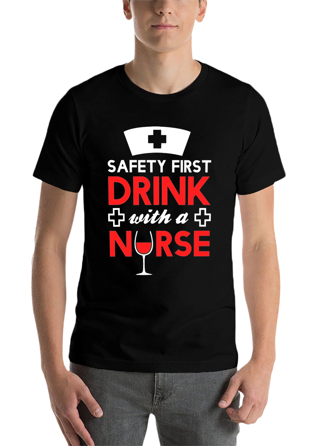Black Funny Nurse T-Shirt: Safety First, Drink With a Nurse! view 7