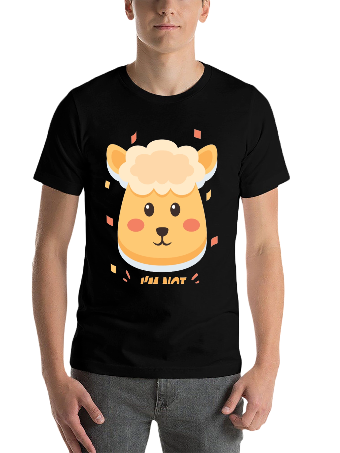 Black Cute Sheep I'm Not T-Shirt - Soft Cotton Blend view 7