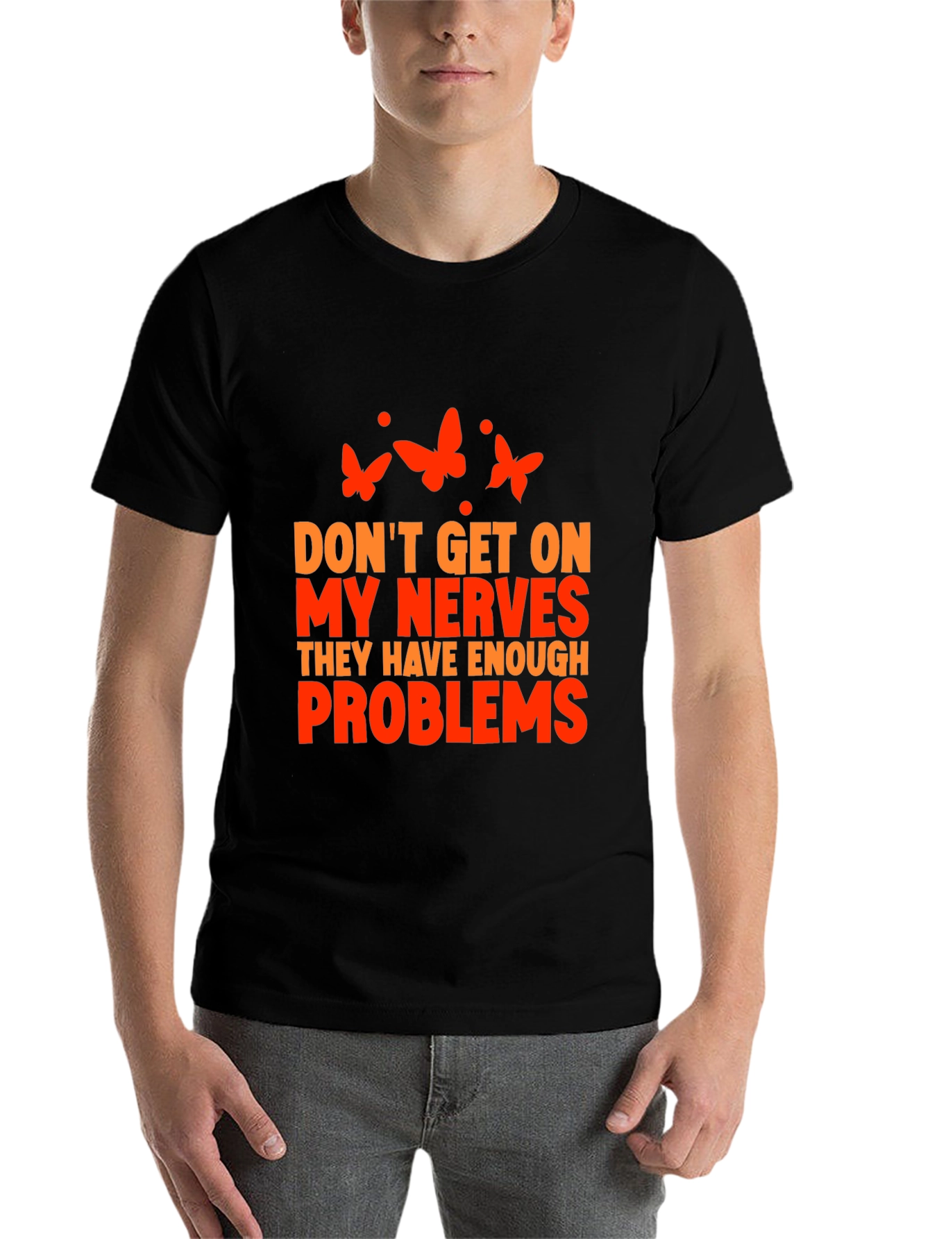 Black Funny Sarcastic Graphic Tee - Don't Get on My Nerves! view 7