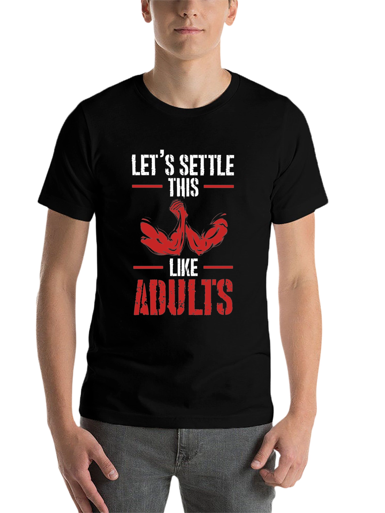 Black Let's Settle This Like Adults T-Shirt view 7
