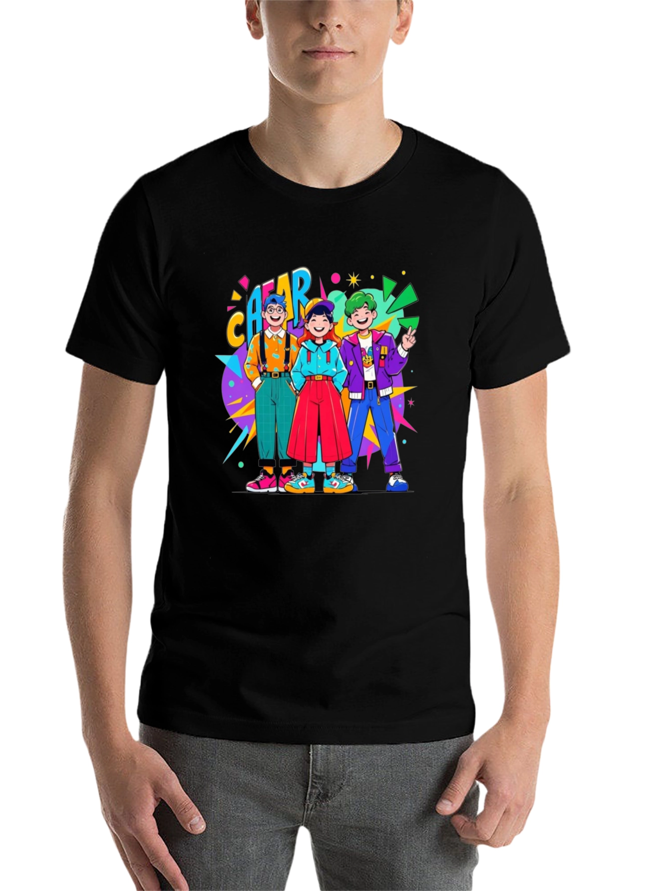 Black Retro Cartoon T-Shirt view 7