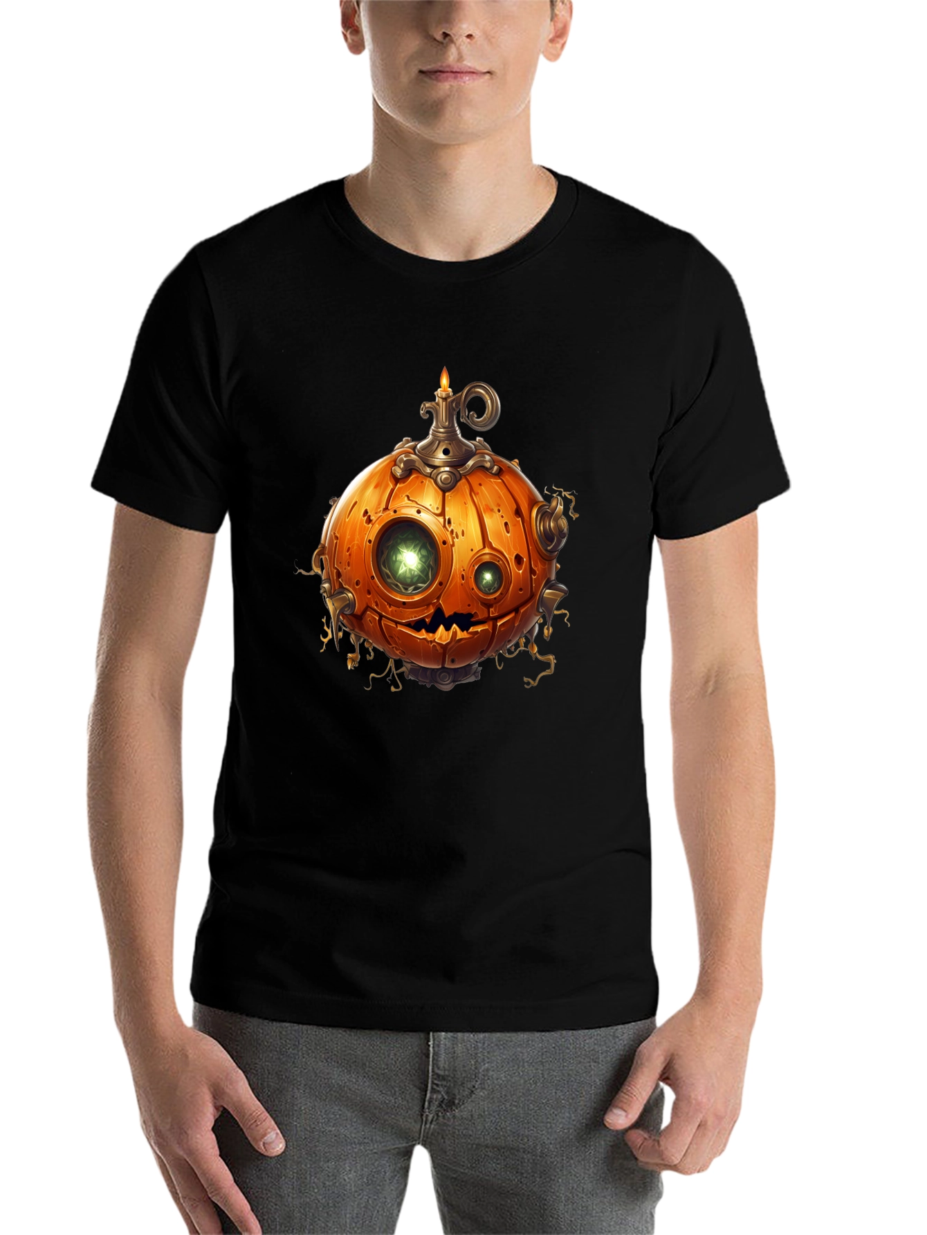 Black Steampunk Pumpkin T-Shirt - Halloween Style view 7
