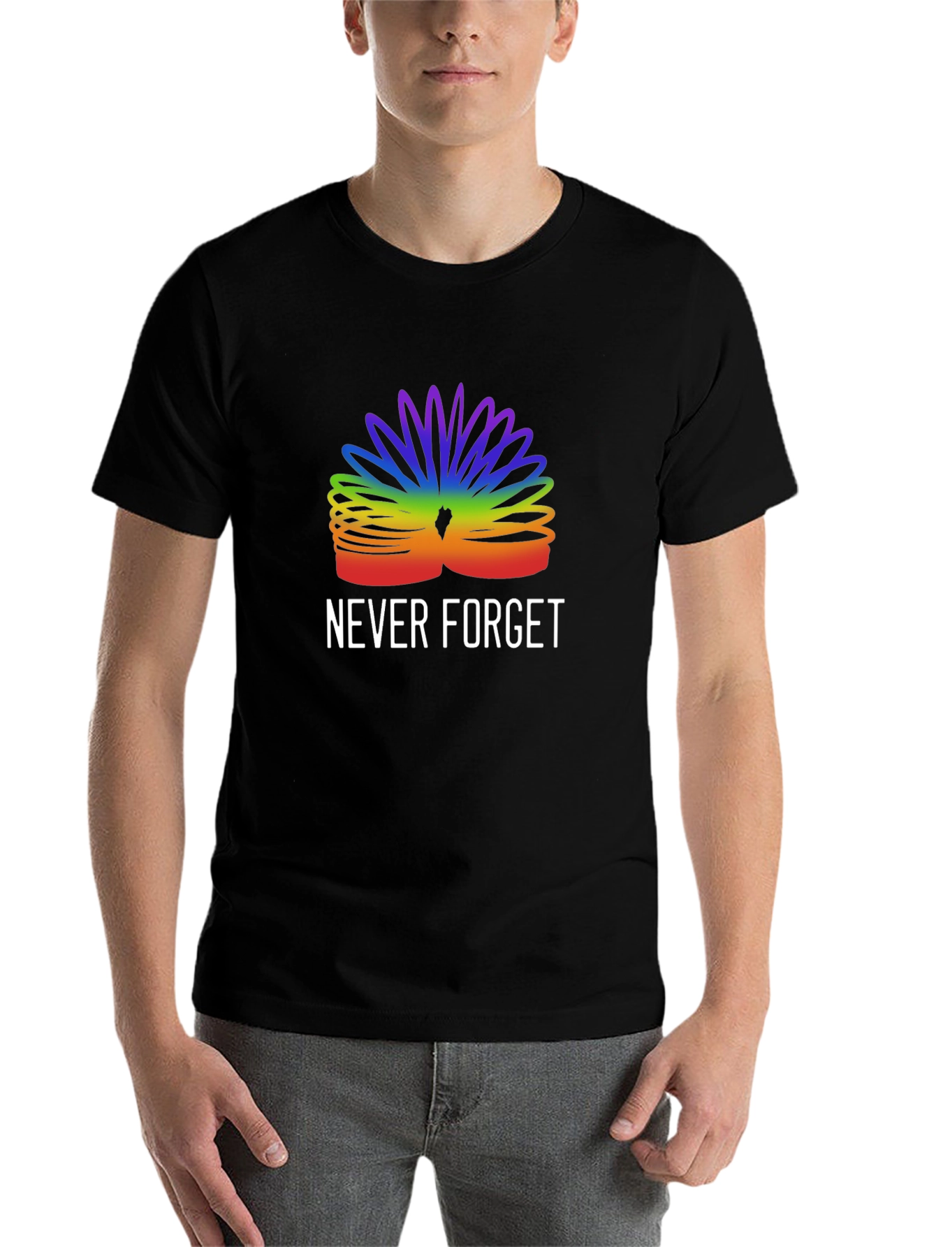 Black Rainbow Slinky Never Forget Tee view 7