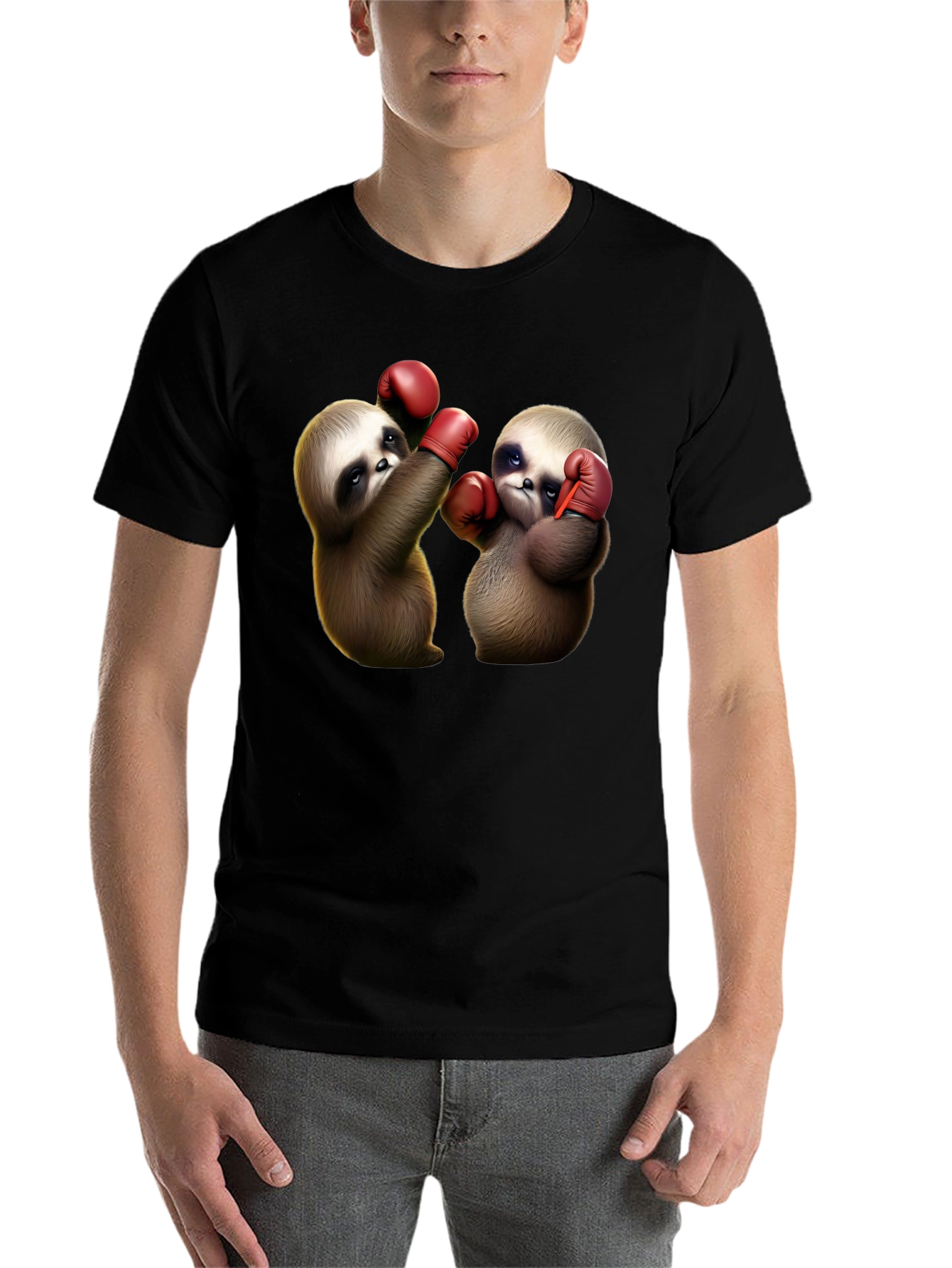 Black Boxing Sloth Graphic Tee view 7