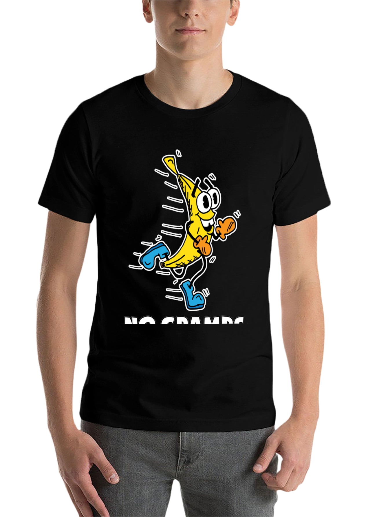 Black No Cramps Banana Running Graphic T-Shirt view 7