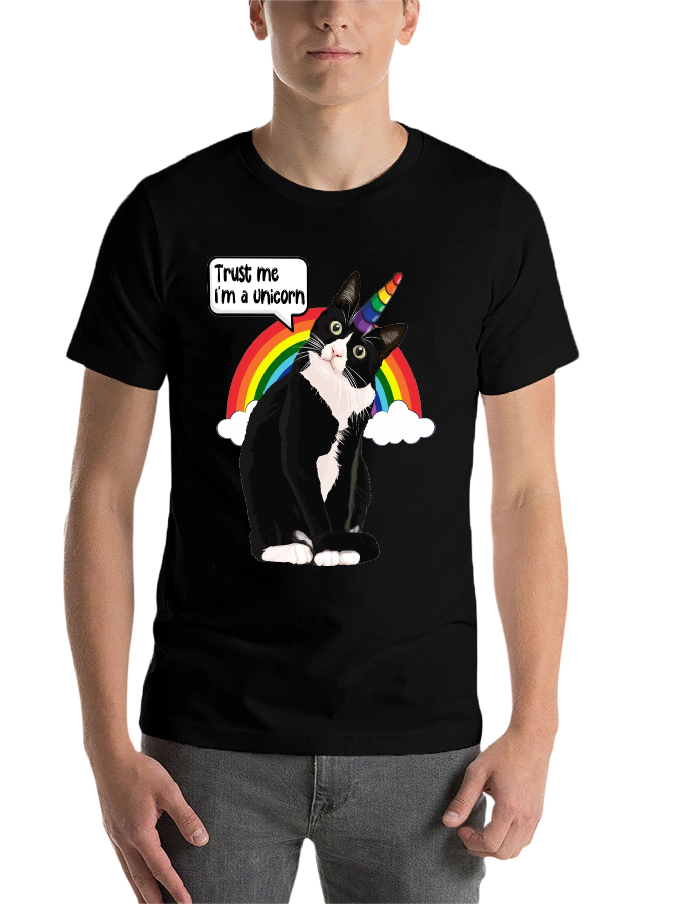 Black Unicorn Cat T-Shirt - Trust Me I'm a Unicorn view 7