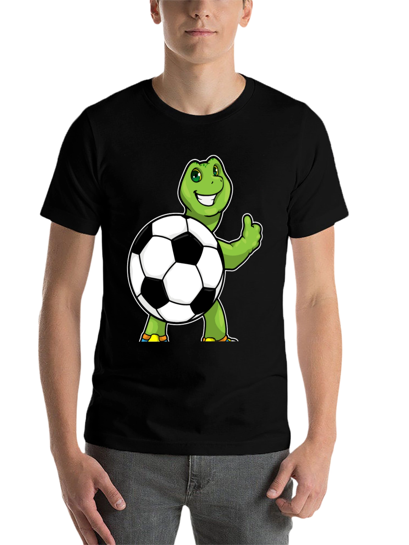 Black Turtle Soccer Ball Graphic Tee - Black Cotton view 7