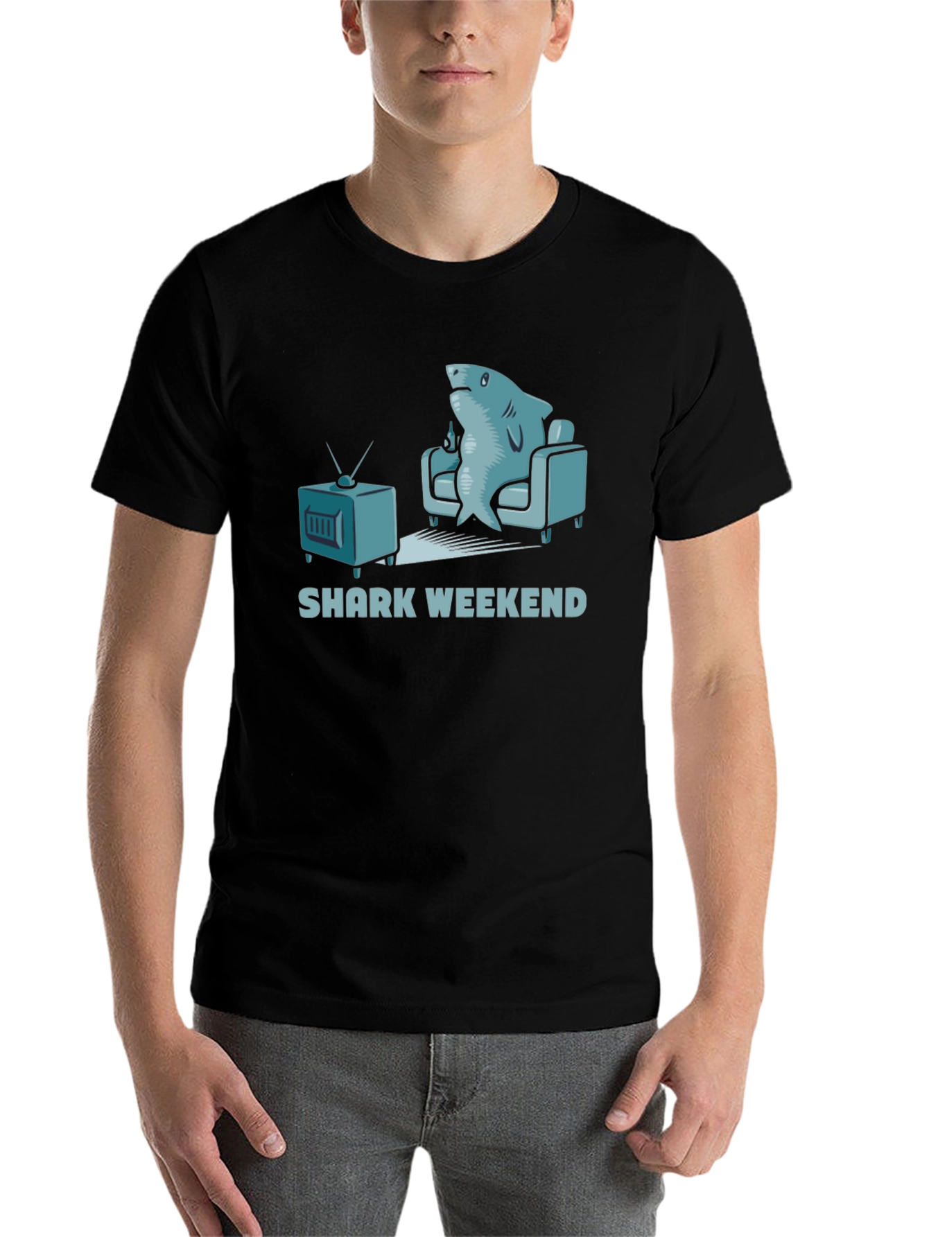 Black Shark Weekend Black Graphic Tee view 7