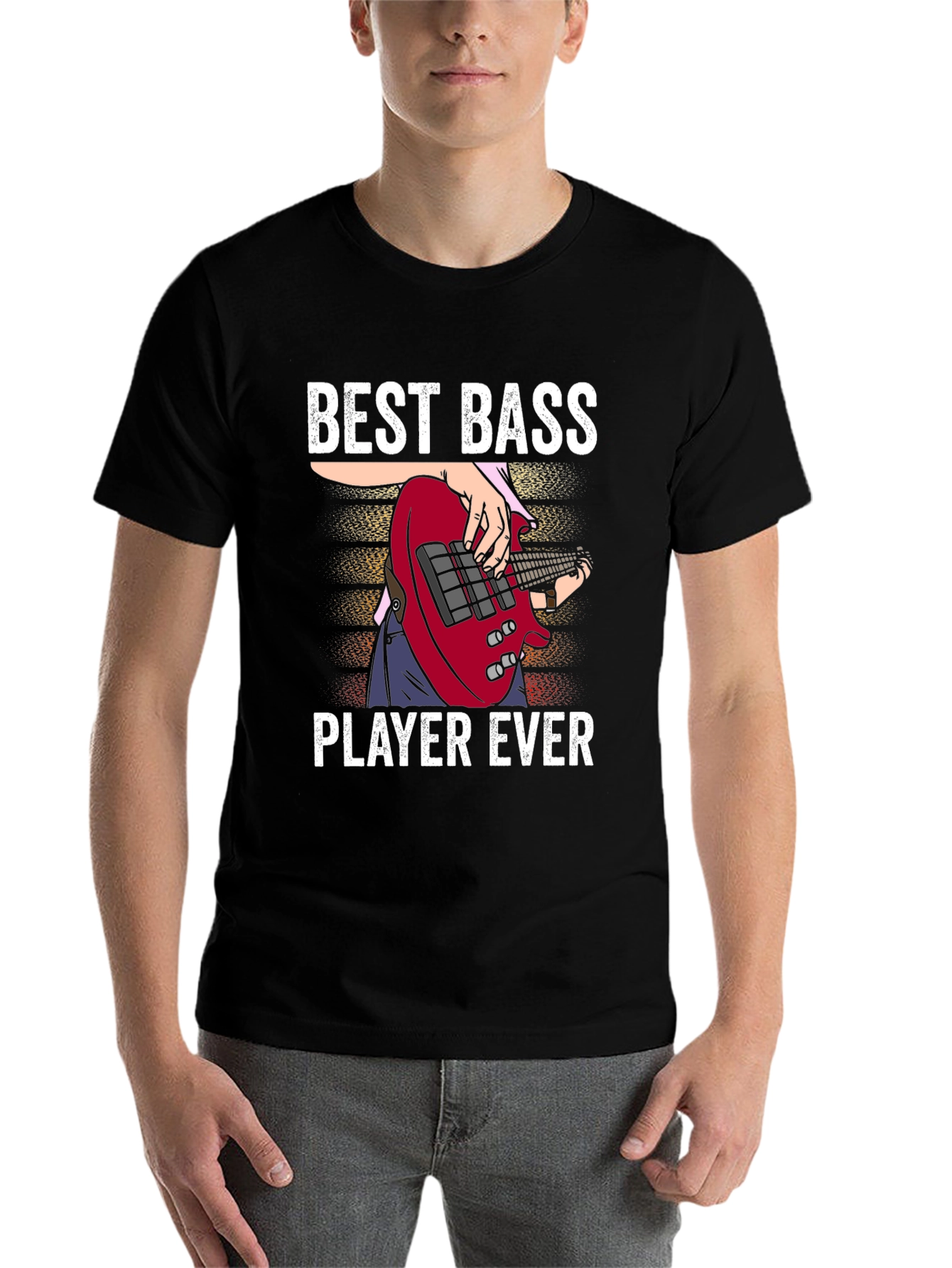 Black Best Bass Player Ever Graphic T-Shirt view 7