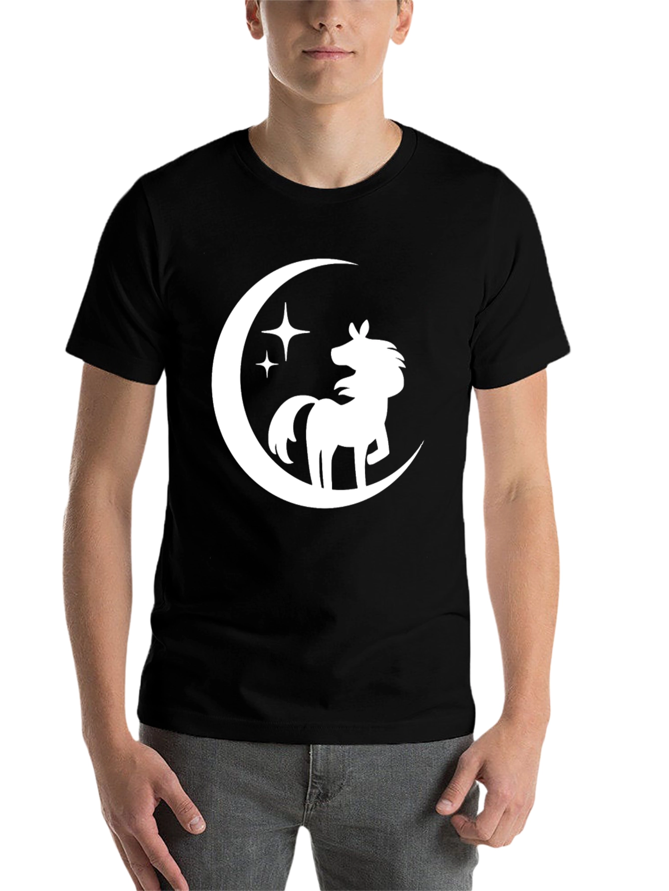 Black Unicorn Moon Graphic Tee - Stylish Black T-Shirt view 7