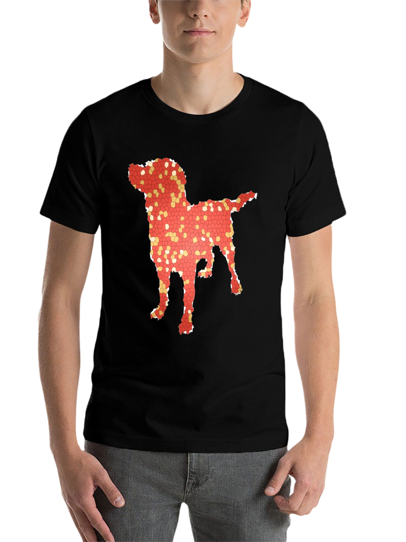 Black Dog Mosaic Graphic T-Shirt - Stylish Men's Tee view 7