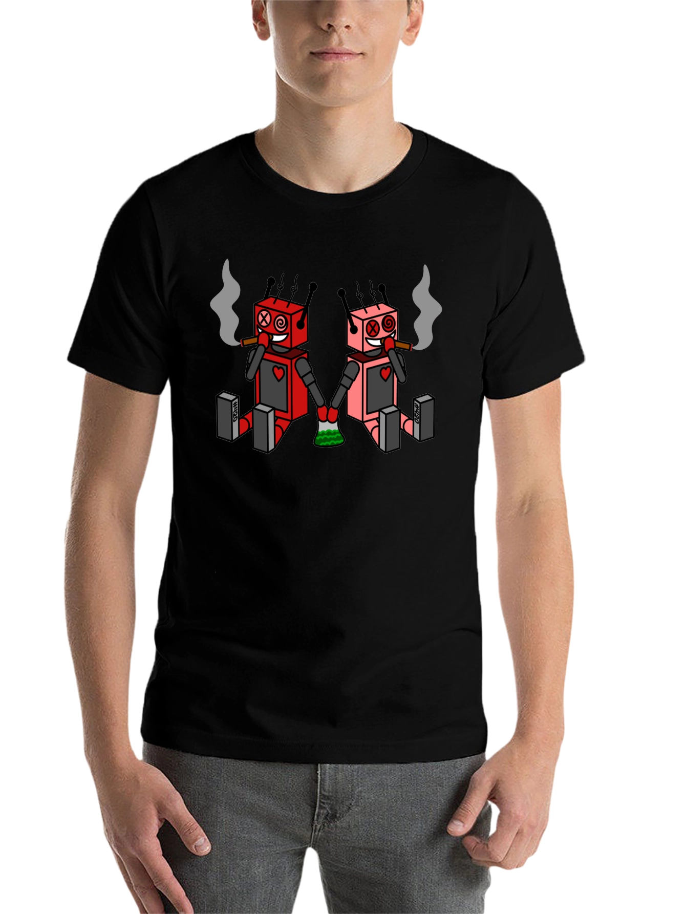 Black RoboLove Graphic Tee - 420 Friendly view 7