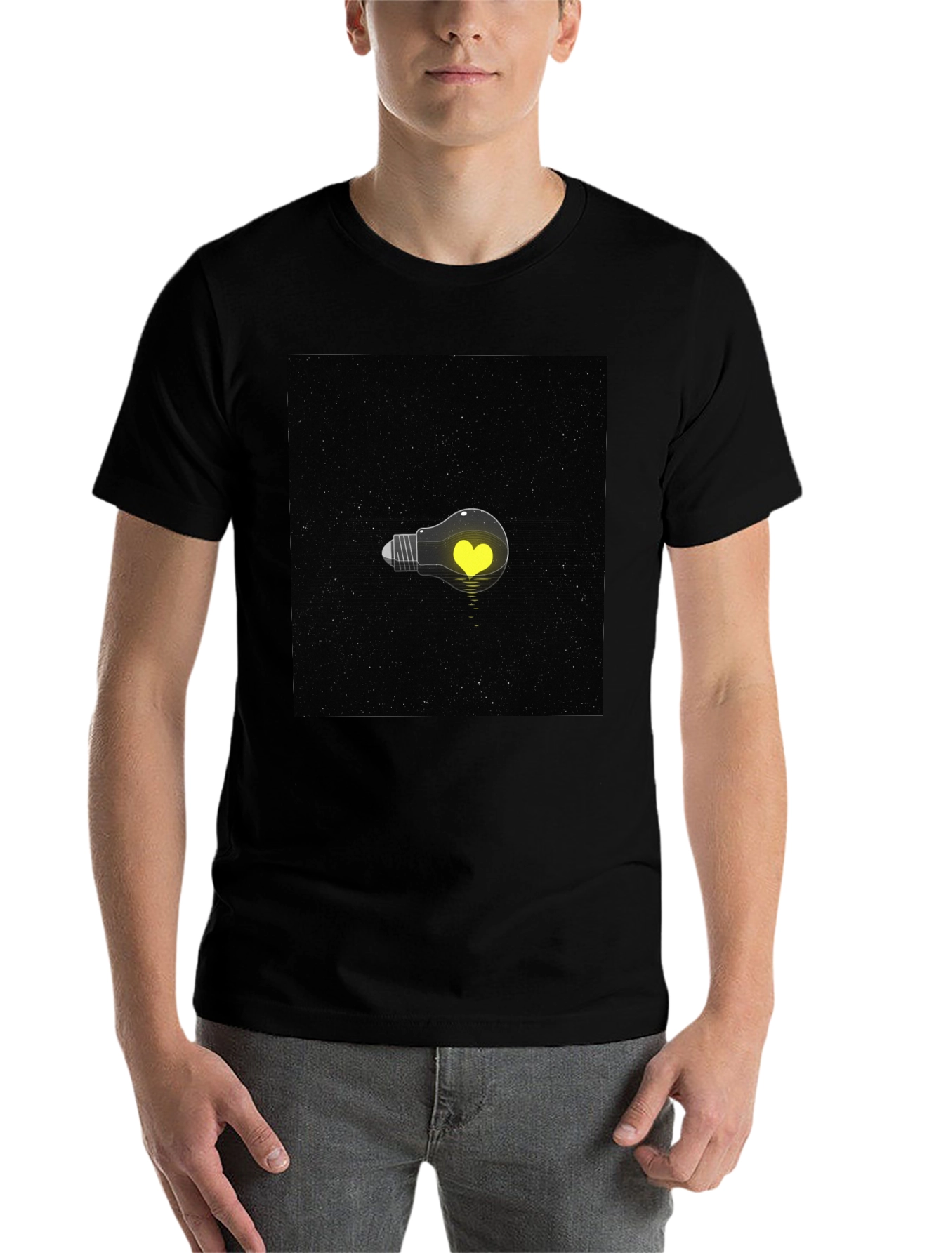 Black Heart Lightbulb T-Shirt - Black Graphic Tee view 7