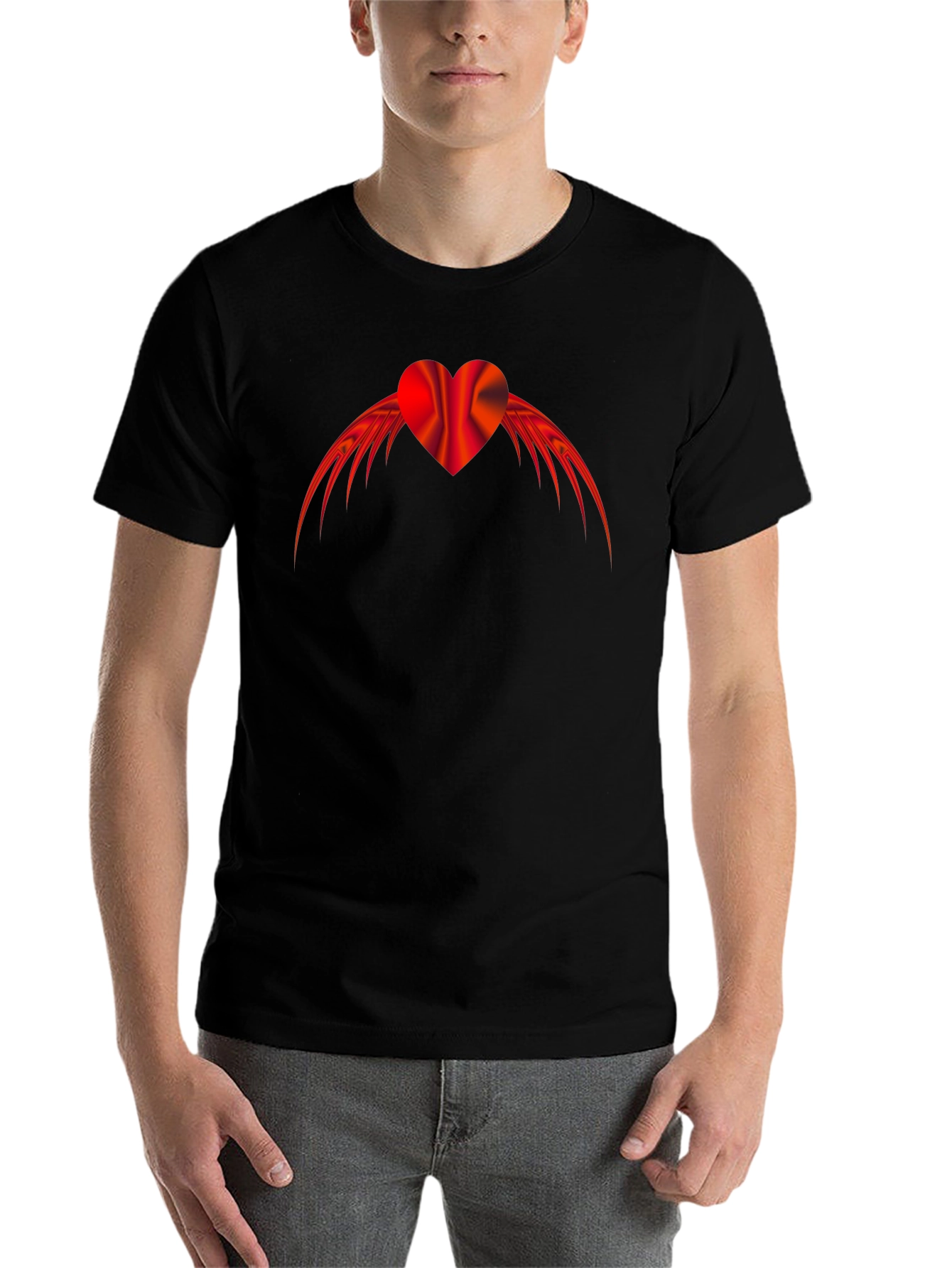 Black Winged Heart Graphic Tee - Black Cotton Blend view 7