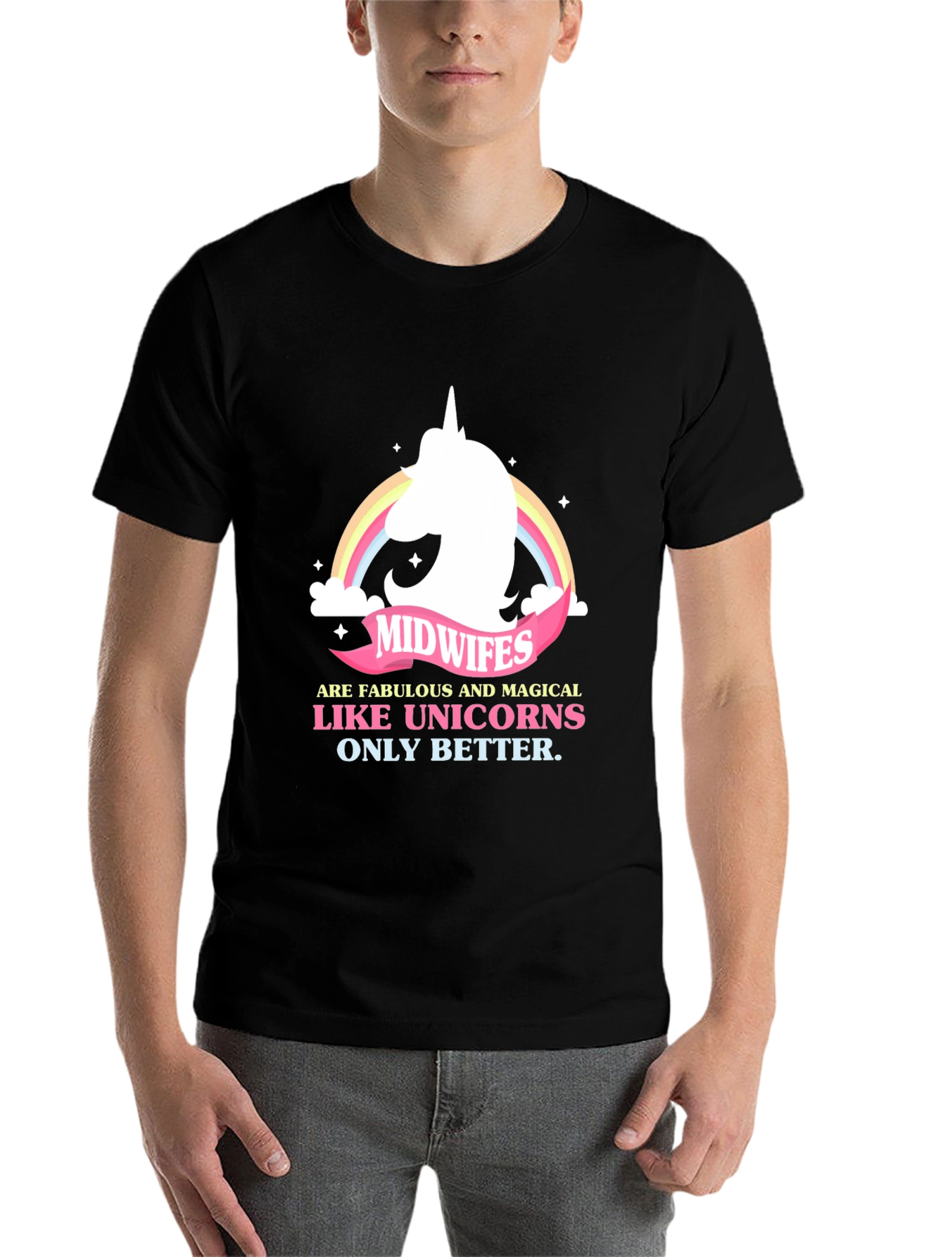 Black Magical Midwives Unicorn T-Shirt view 7