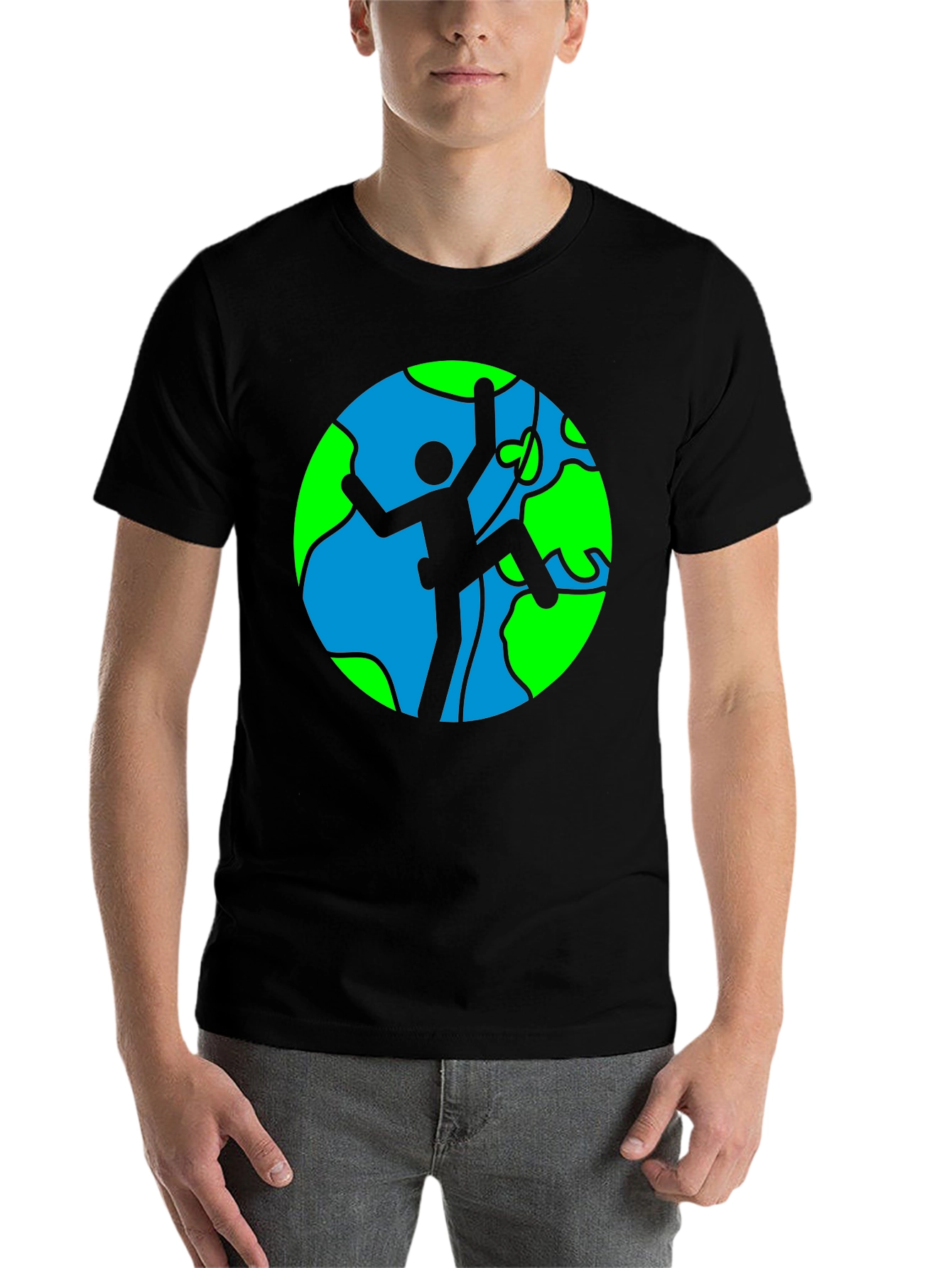 Black Climber Earth Graphic Tee - Black Cotton T-Shirt view 7