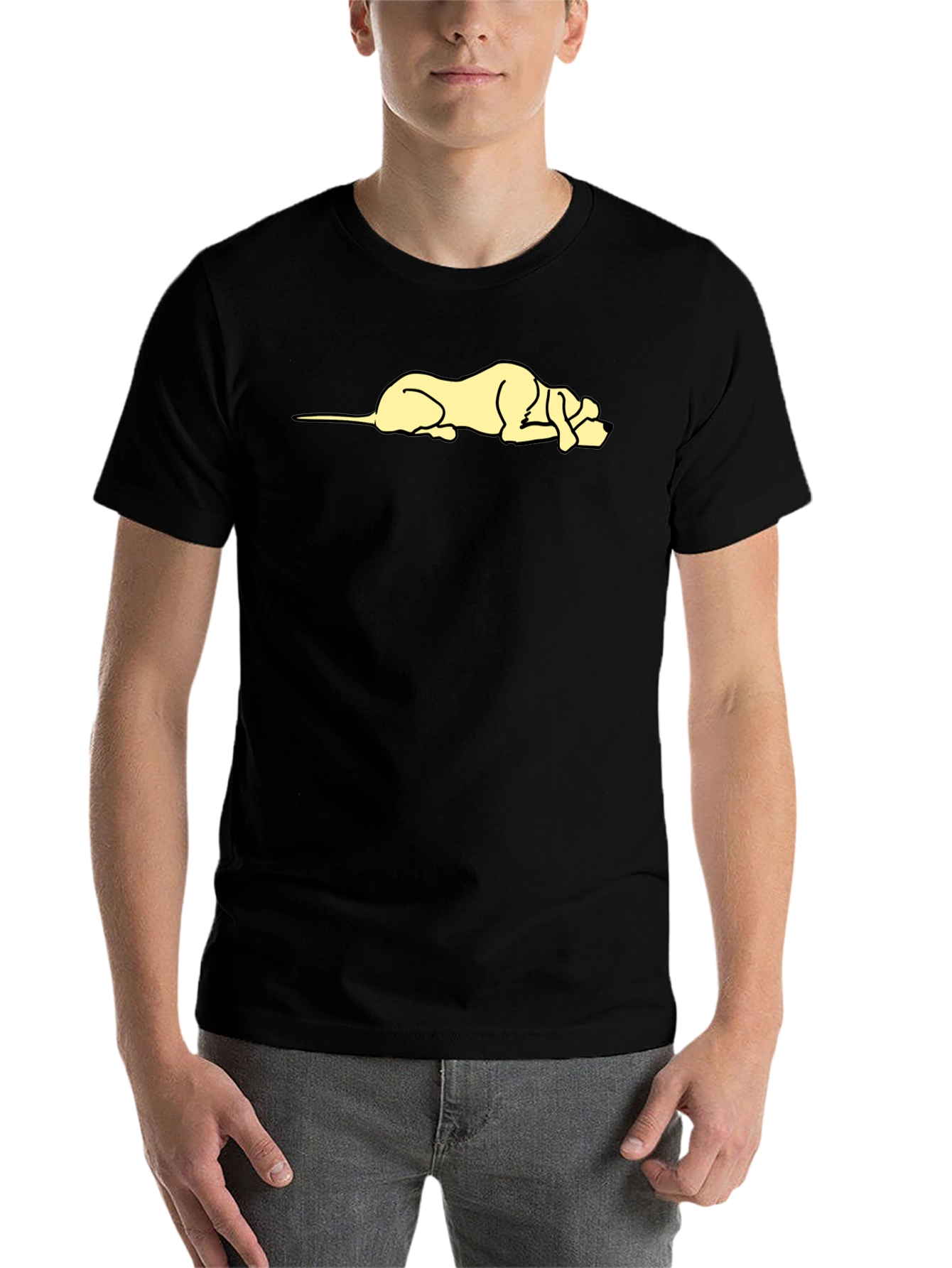 Black Lazy Dog Graphic T-Shirt - Casual Cotton Tee view 7