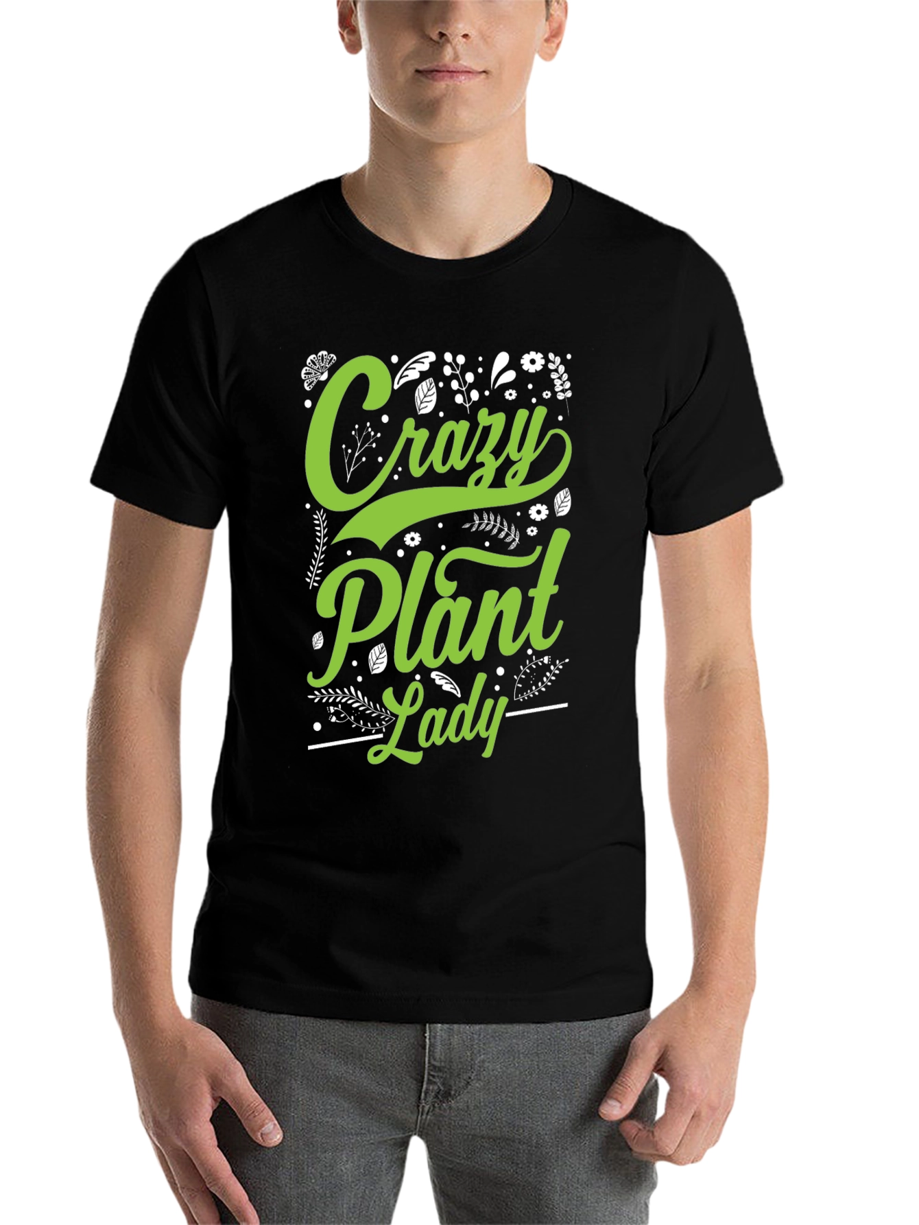 Black Crazy Plant Lady Graphic T-Shirt view 7