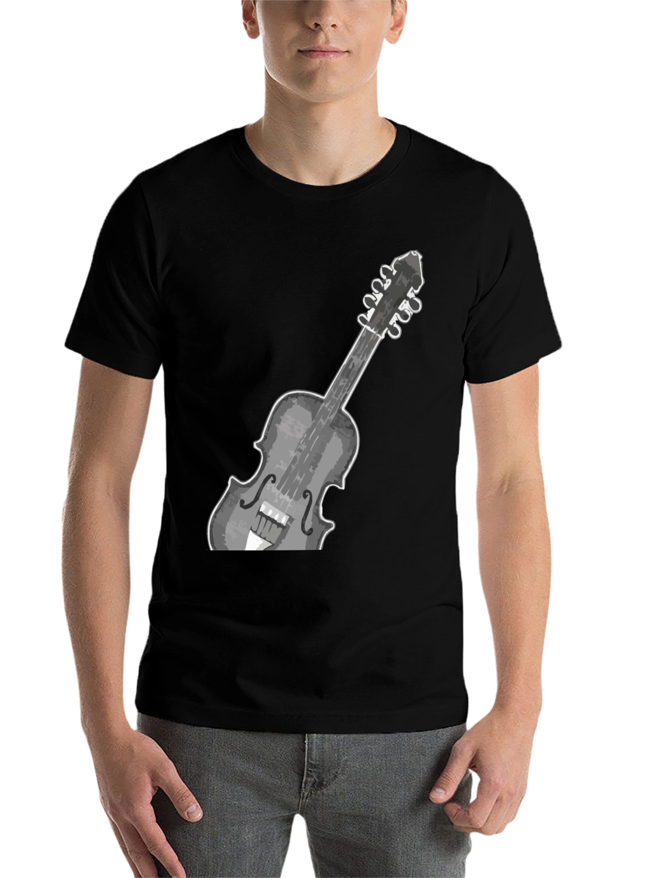 Black Violin Graphic Tee - Stylish Musical Instrument Design view 7