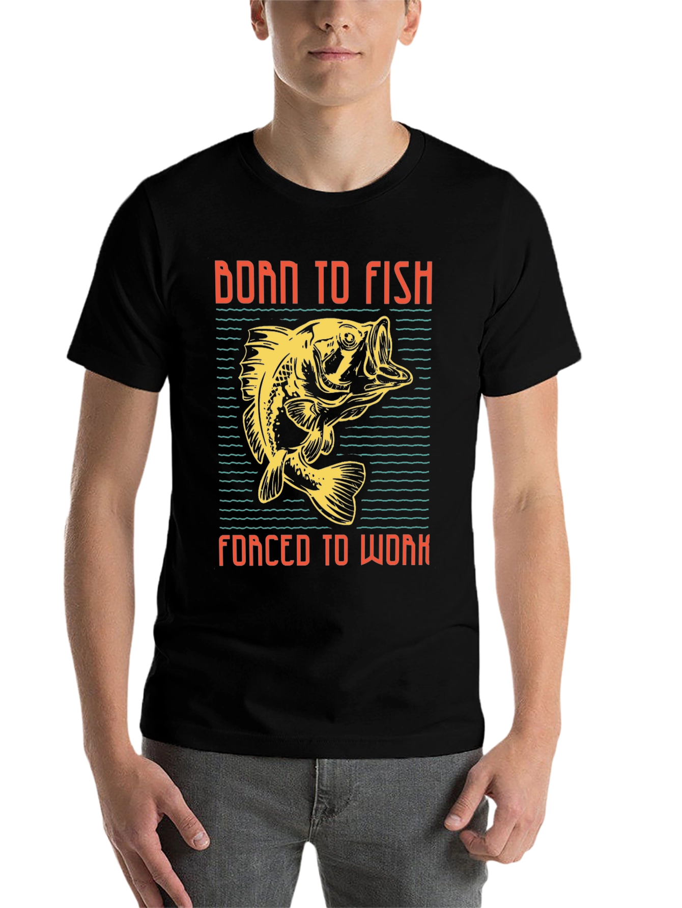 Black Born to Fish T-Shirt view 7