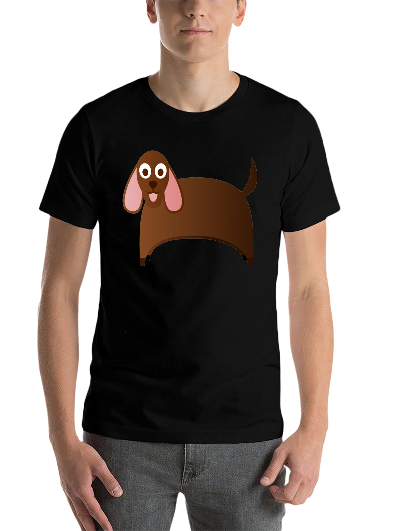 Black Cartoon Dog Graphic T-Shirt - Black Cotton Tee view 7