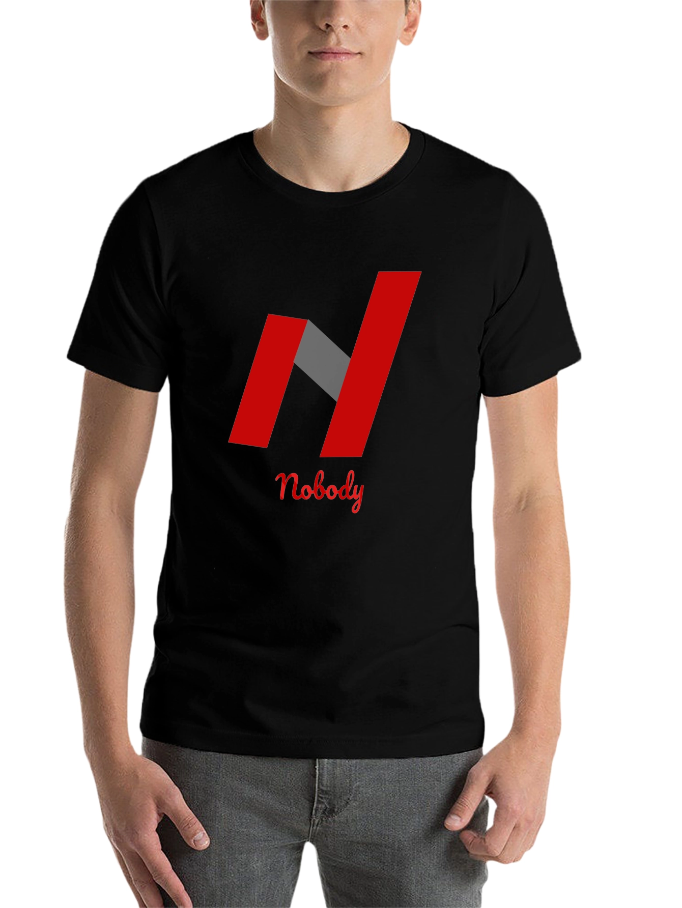 Nobody Graphic Tee - Modern N Design Black T-Shirt - 7