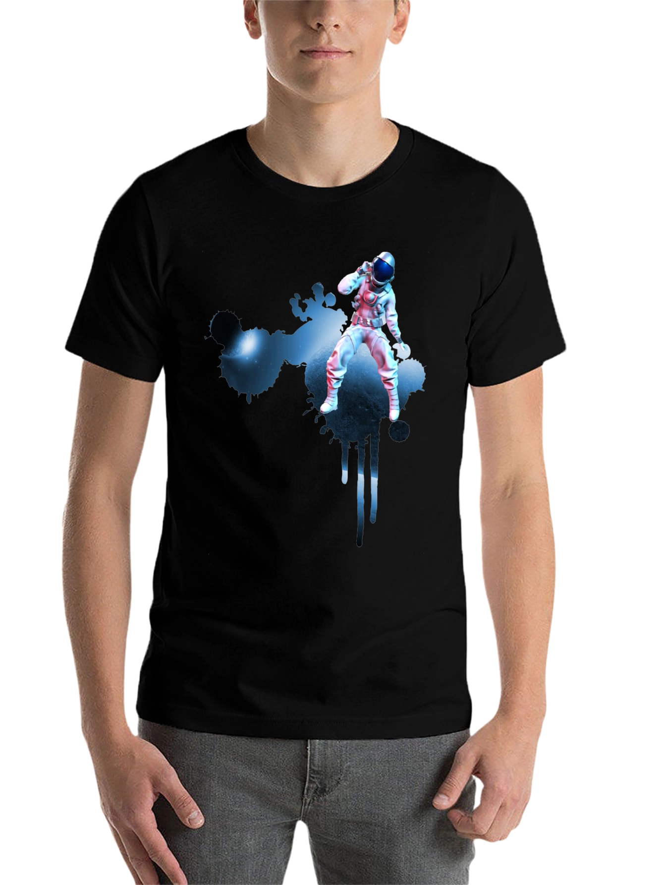 Black Astronaut Galaxy T-Shirt - Black Graphic Tee view 7