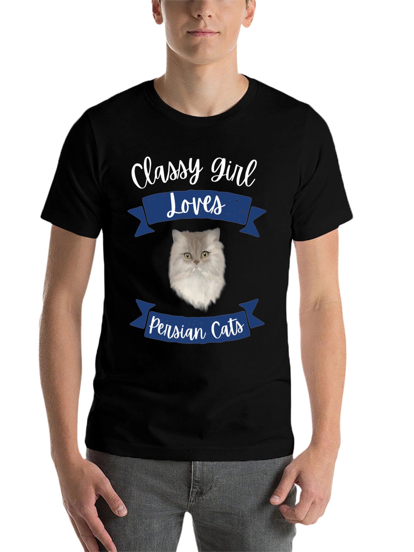 Black Classy Girl Loves Persian Cats T-Shirt view 7