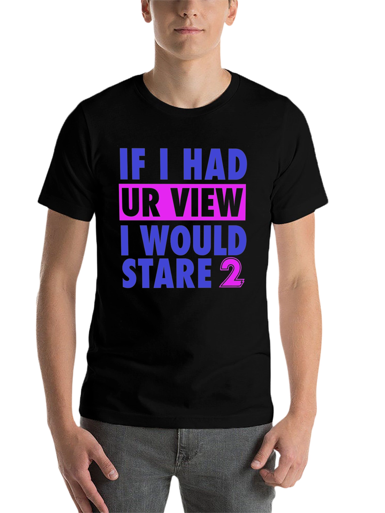 Black Funny Stare Graphic T-Shirt view 7