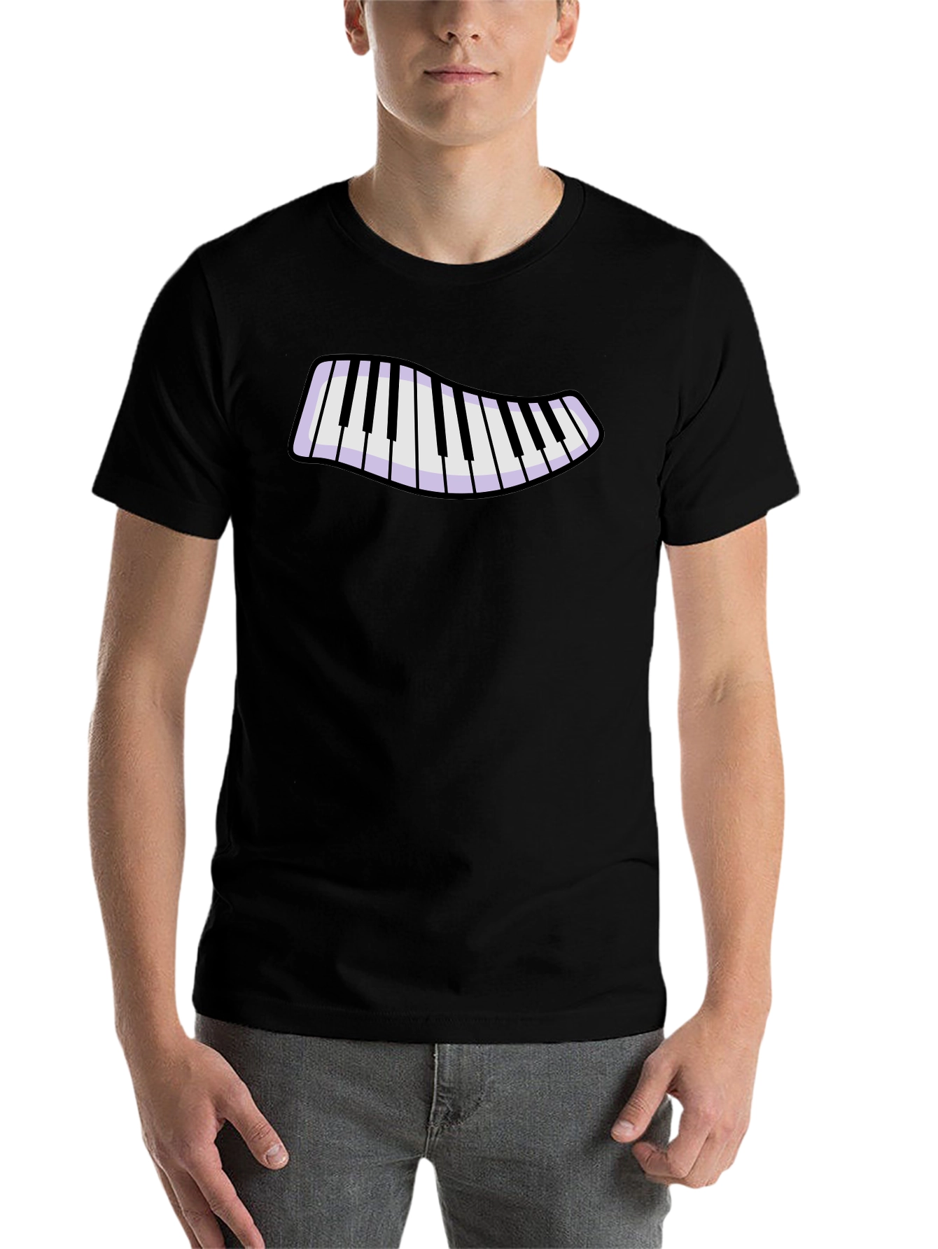 Black Piano Keys Graphic T-Shirt - Black Cotton Blend view 7