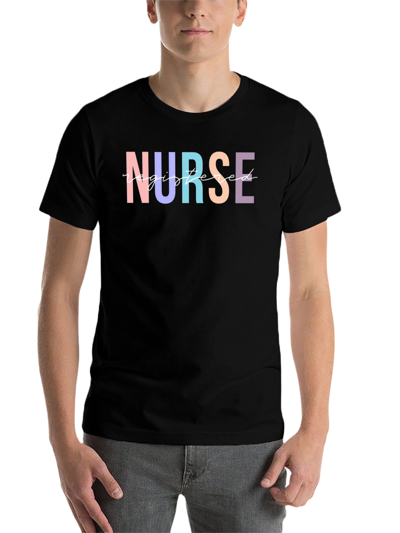 Black Registered Nurse Colorful Graphic T-Shirt view 7