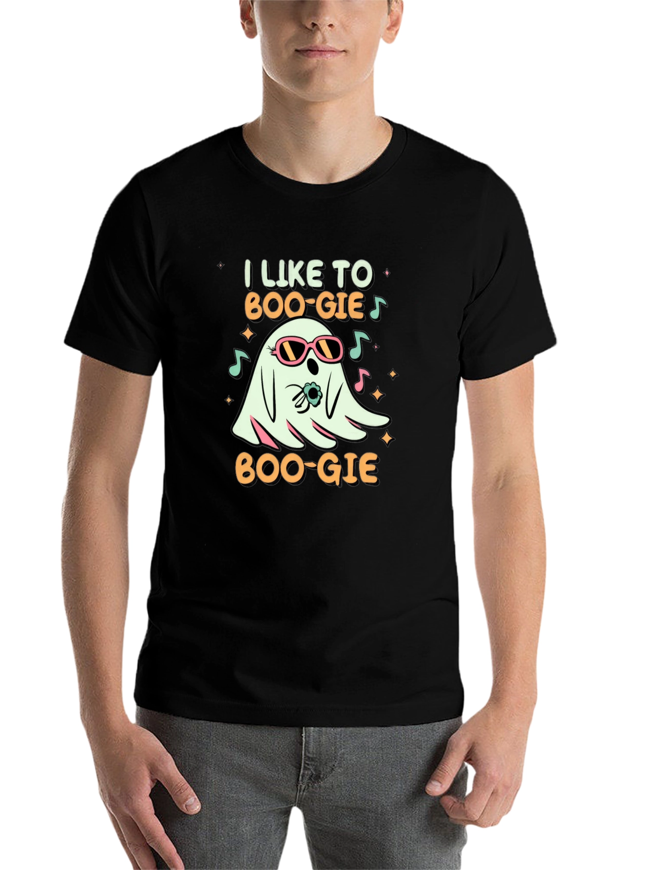 Black I Like To Boo-gie Ghost T-Shirt view 7