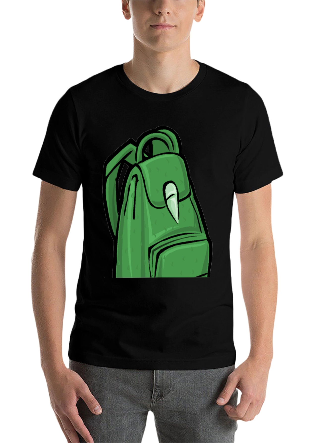 Black Green Backpack Graphic T-Shirt - Trendy Style view 7