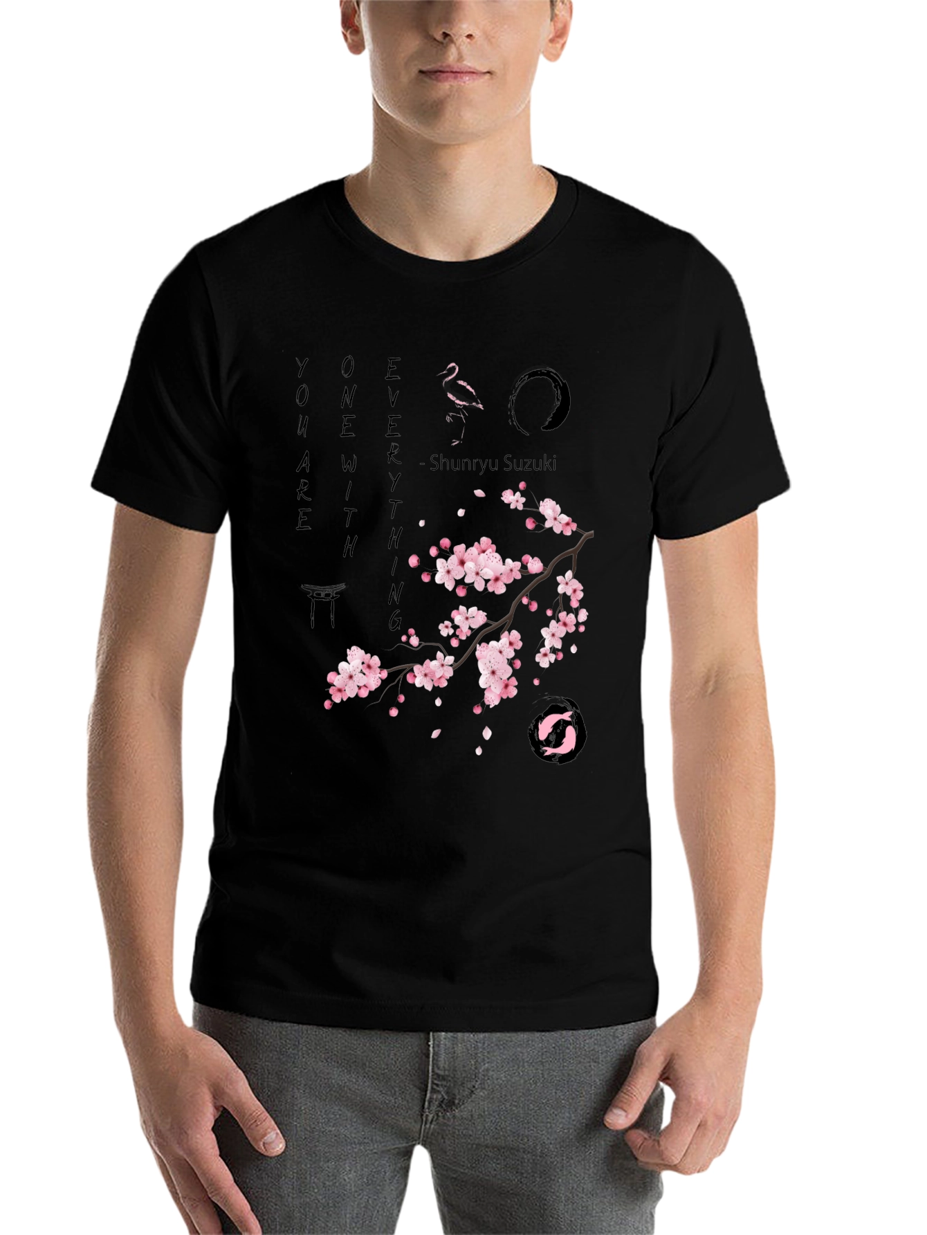 Black Zen Cherry Blossom Graphic T-Shirt - Unisex view 7