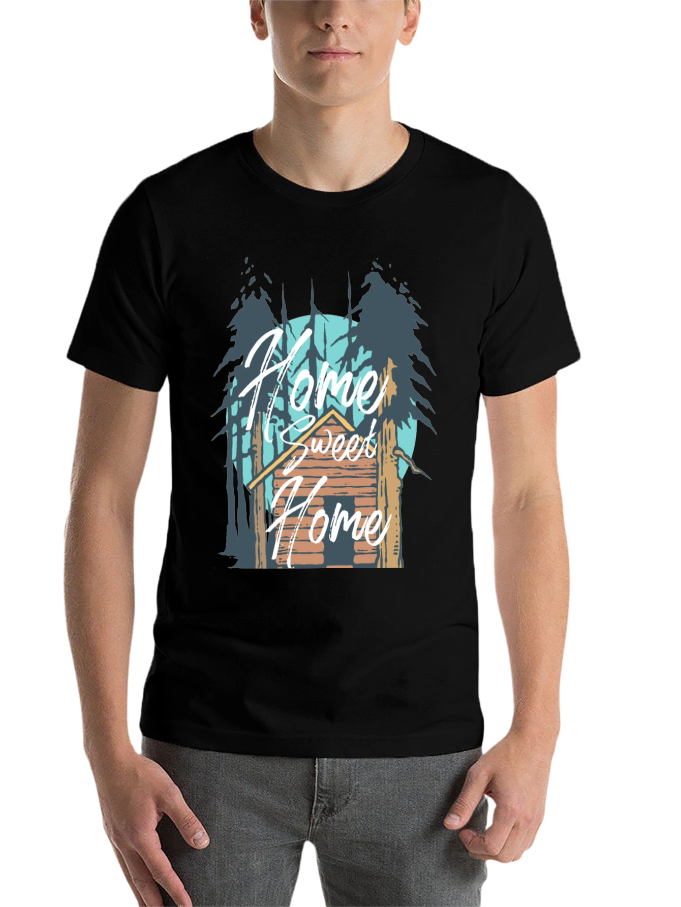 Black Home Sweet Home Cabin T-Shirt view 7
