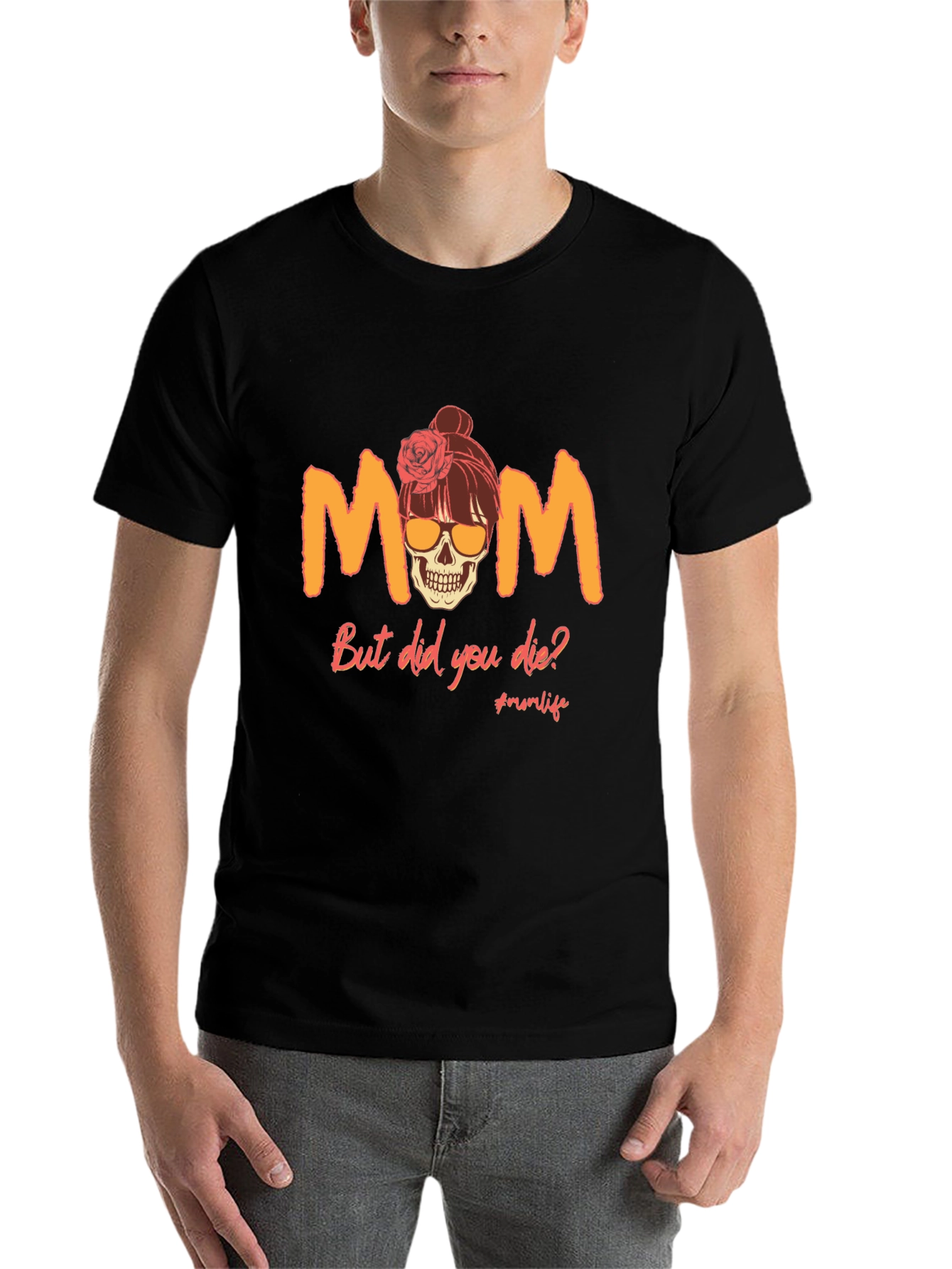 Black Funny Mom Skull Graphic T-Shirt view 7