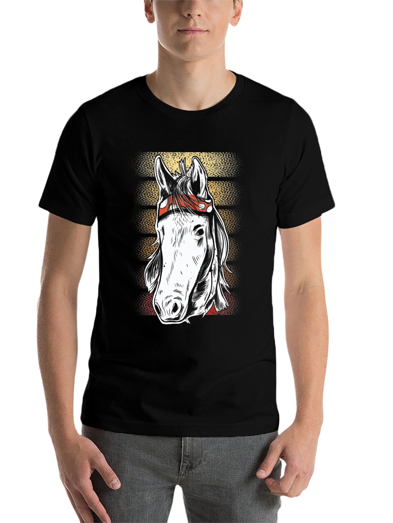 Black Horse Graphic Tee - Western Style view 7