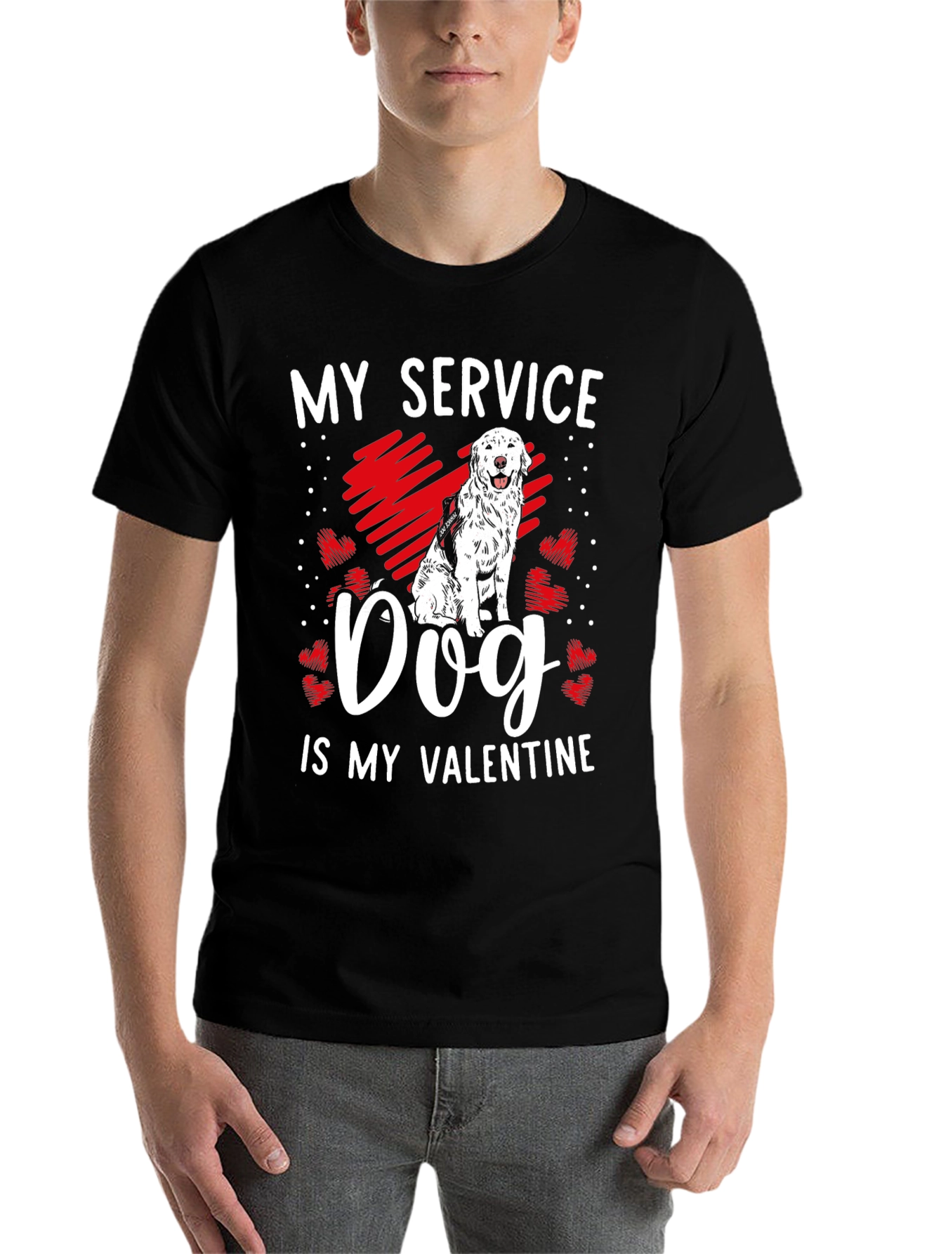 Black My Service Dog is My Valentine Graphic Tee view 7