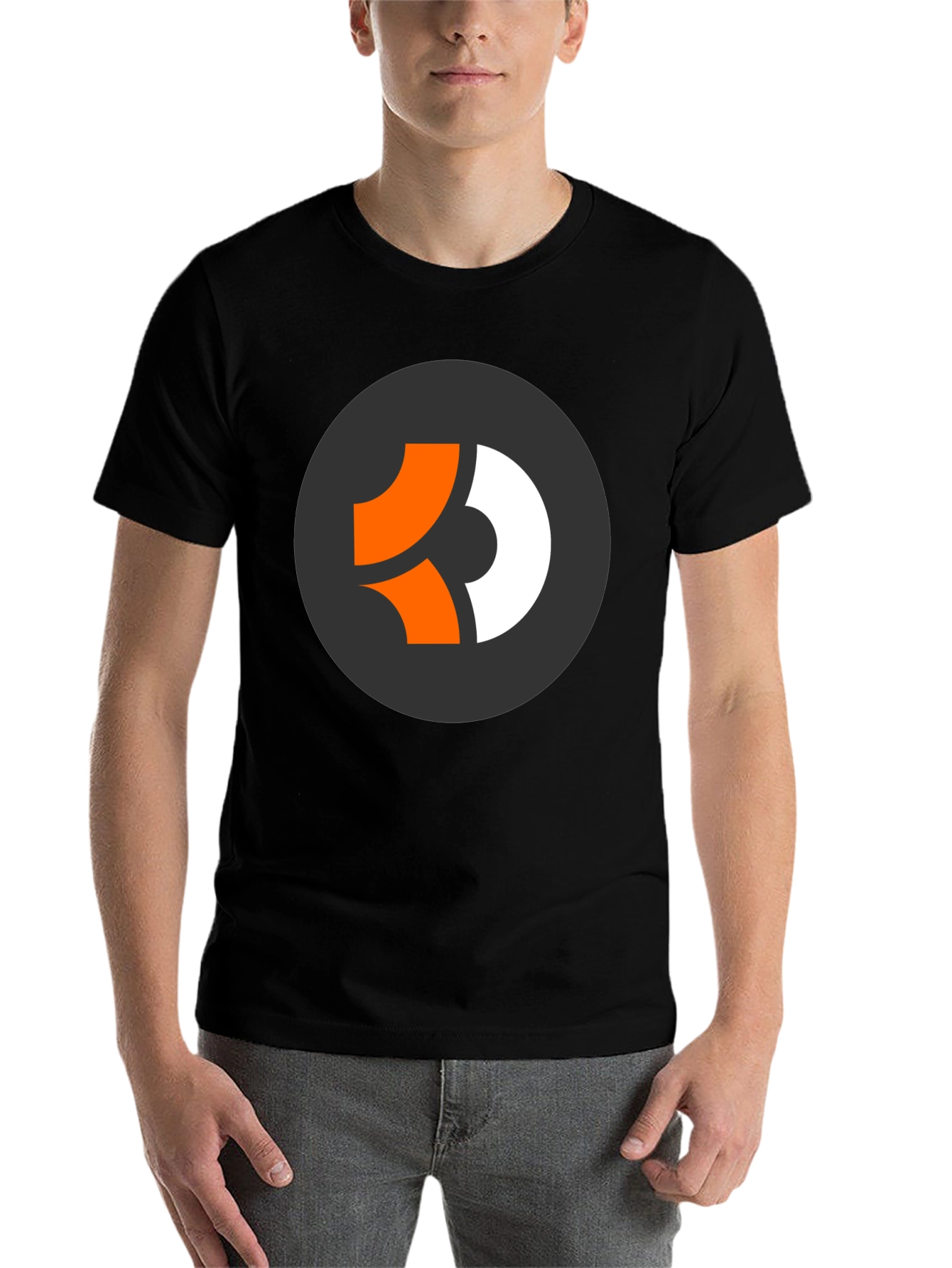 Modern Graphic Tee - Black with Abstract Circle Logo - 7