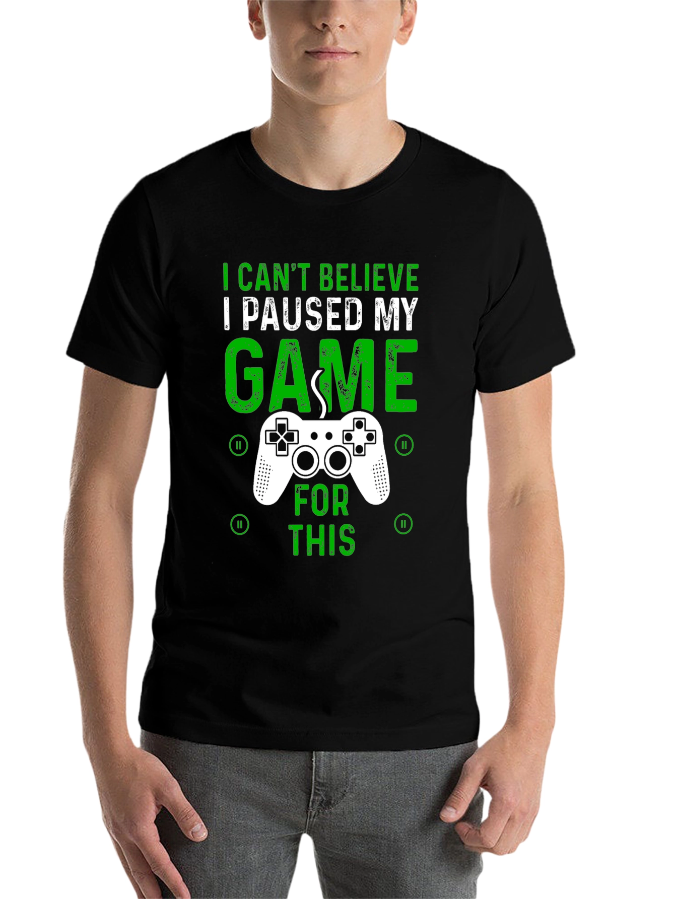 Black Gamer T-Shirt - I Paused My Game For This - Graphic Tee view 7