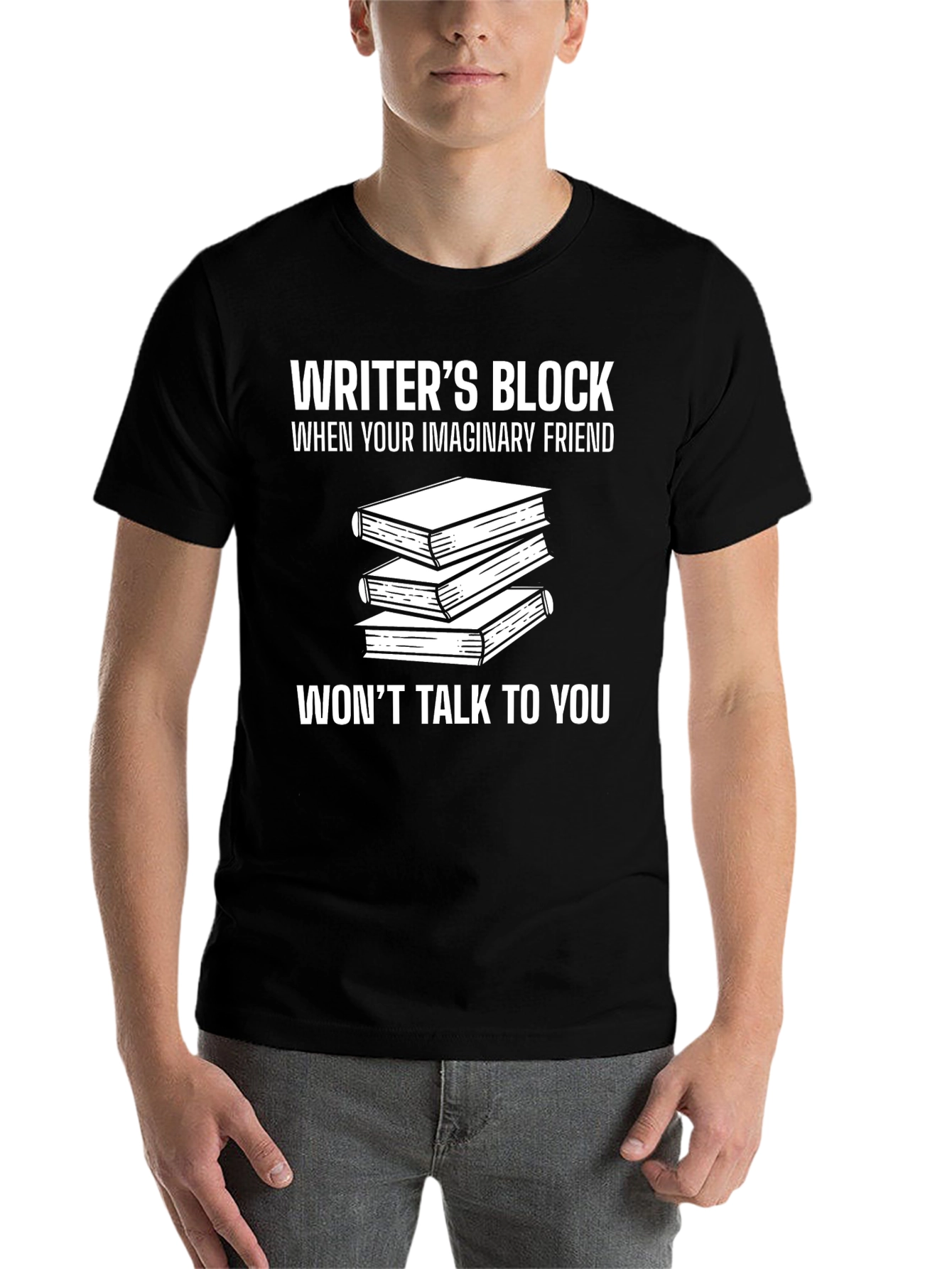 Black Writer's Block Novelty Graphic T-Shirt view 7