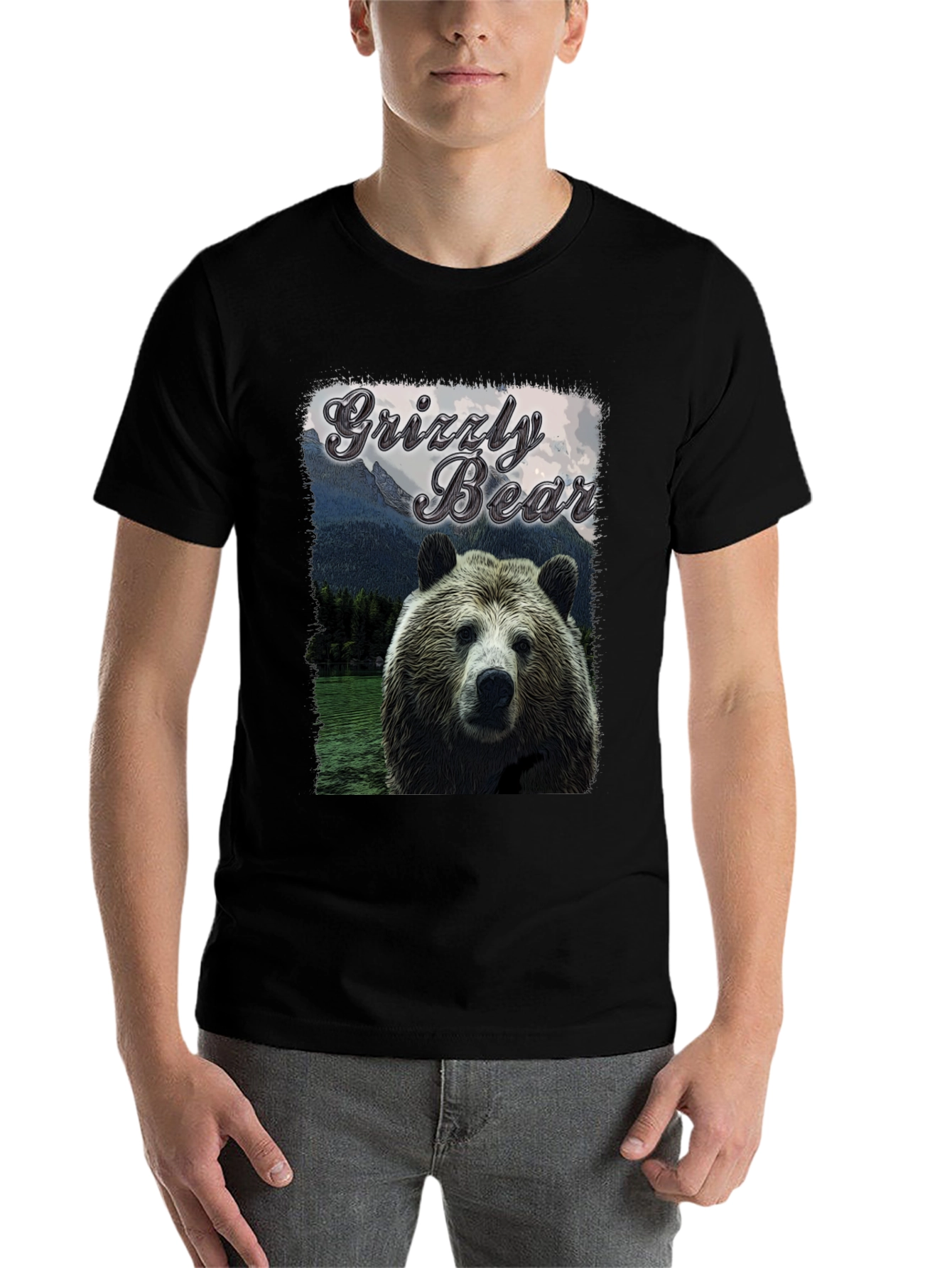 Black Grizzly Bear Graphic Tee - Wildlife T-Shirt view 7