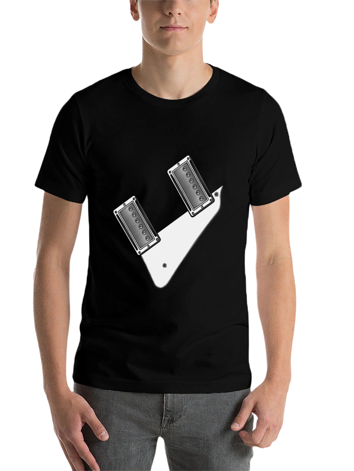 Black Guitar Pickup T-Shirt - Rock & Roll Graphic Tee view 7