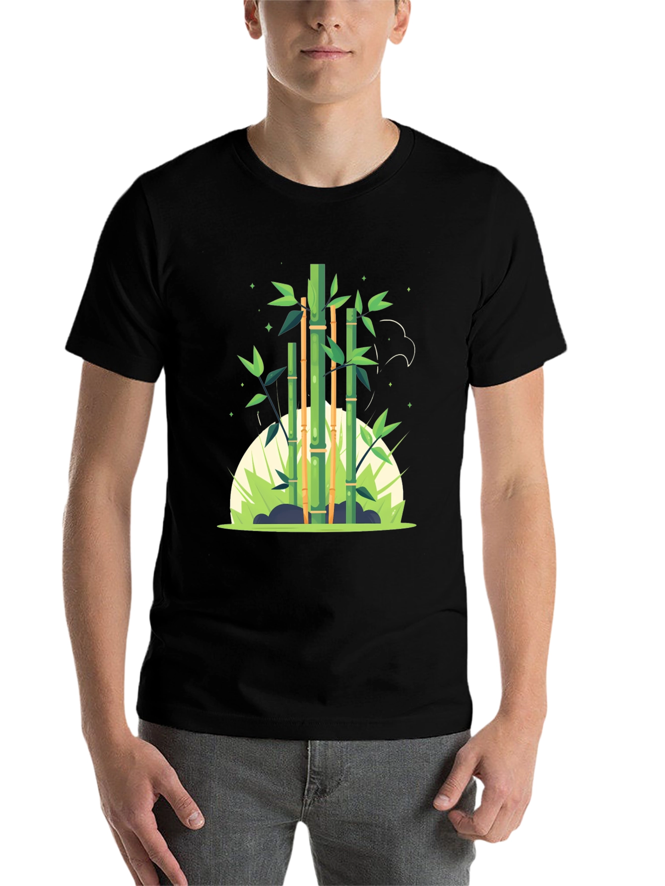 Black Bamboo Graphic Black Tee - Nature Inspired Design view 7