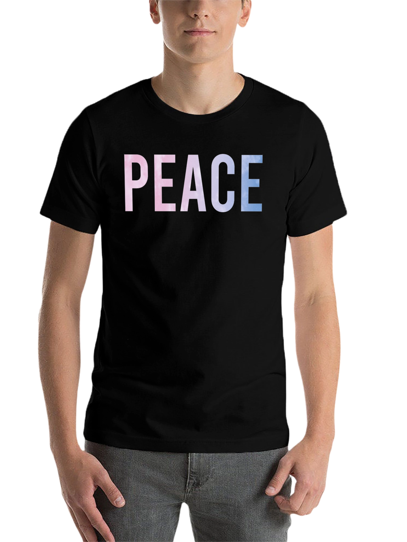 Black Peace Graphic Tee - Cotton Blend T-Shirt view 7