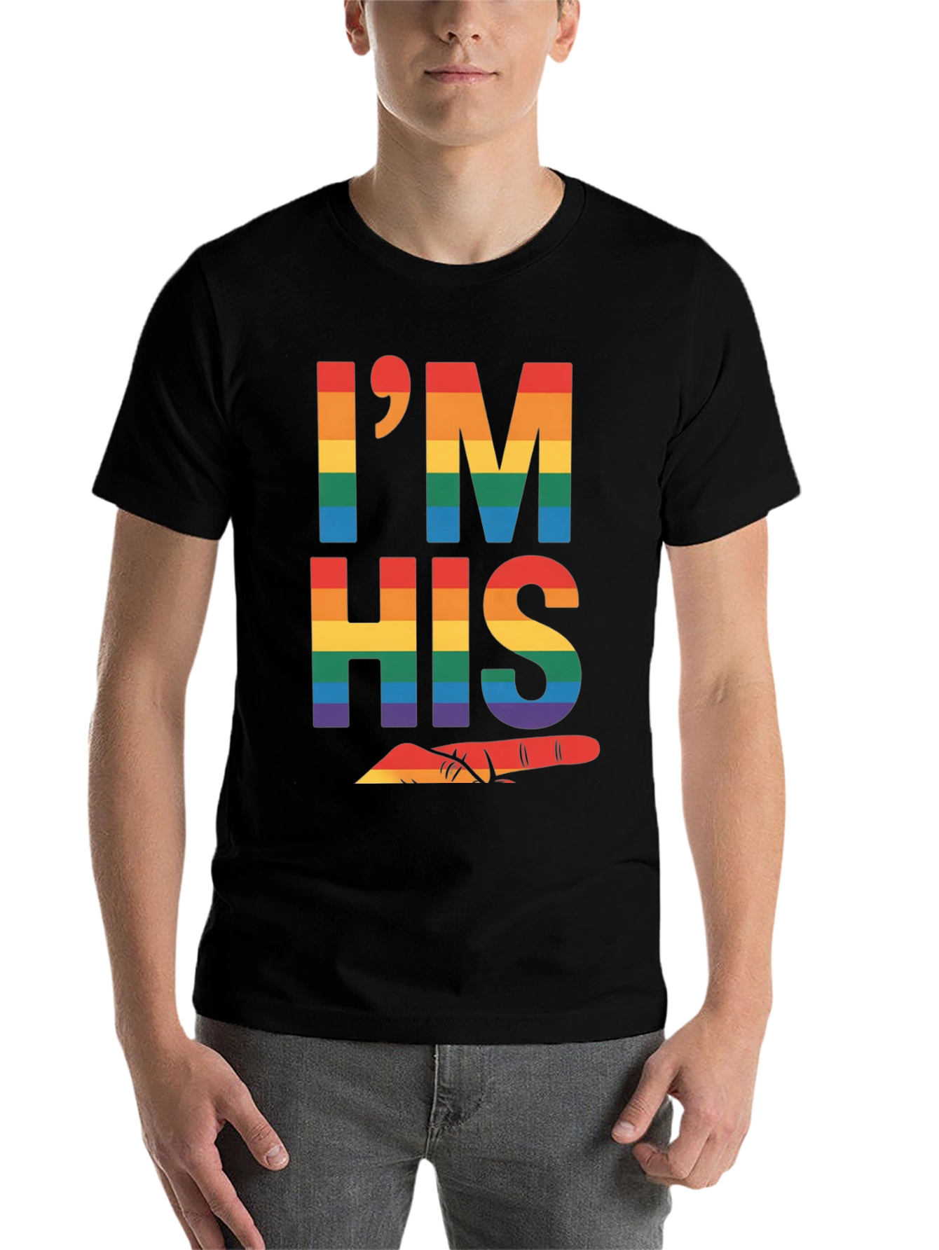 Black Pride 'I'm His' Rainbow Graphic Tee view 7
