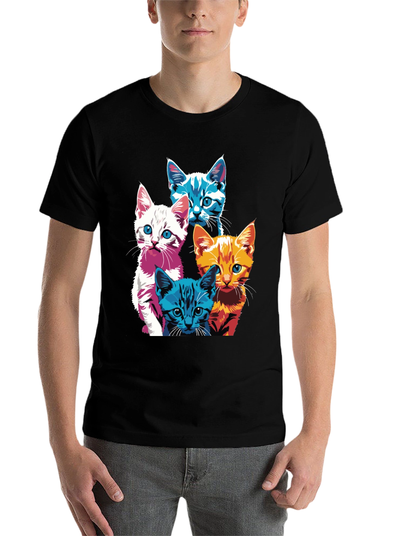 Black Cool Cats Graphic Tee - Black view 7