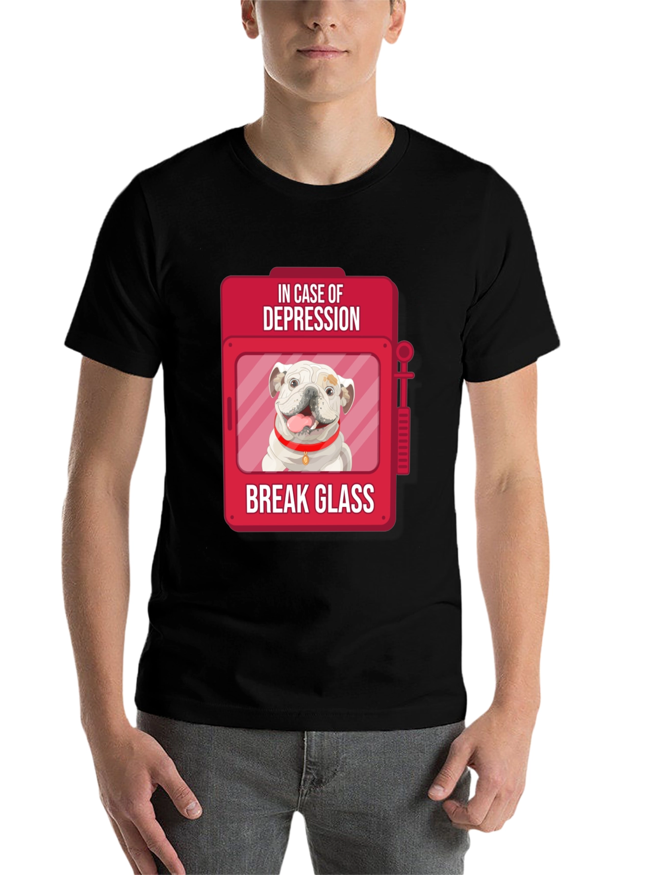 Black Depression Relief Dog T-Shirt - Break Glass view 7