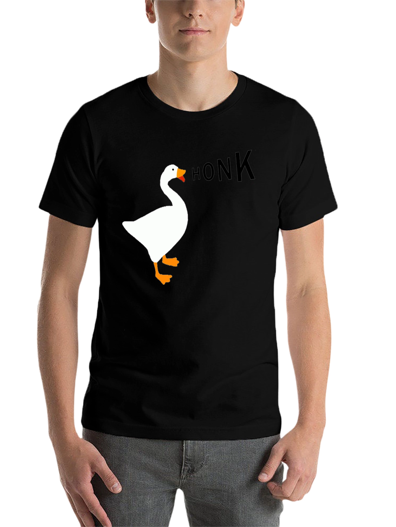 Black Honk Goose Graphic Tee - Black Unisex T-Shirt view 7
