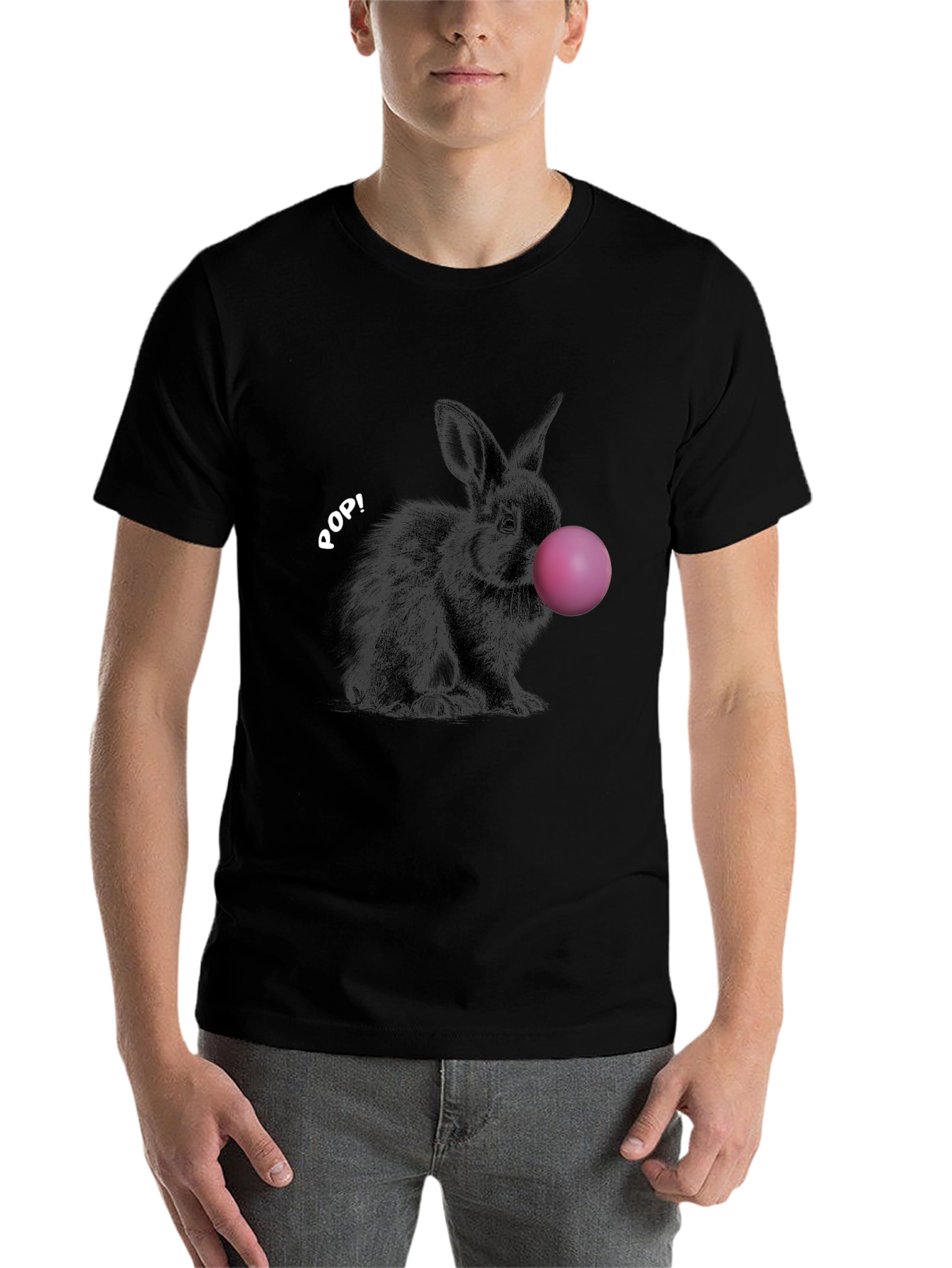 Black Rabbit Bubble Gum Pop Graphic T-Shirt view 7